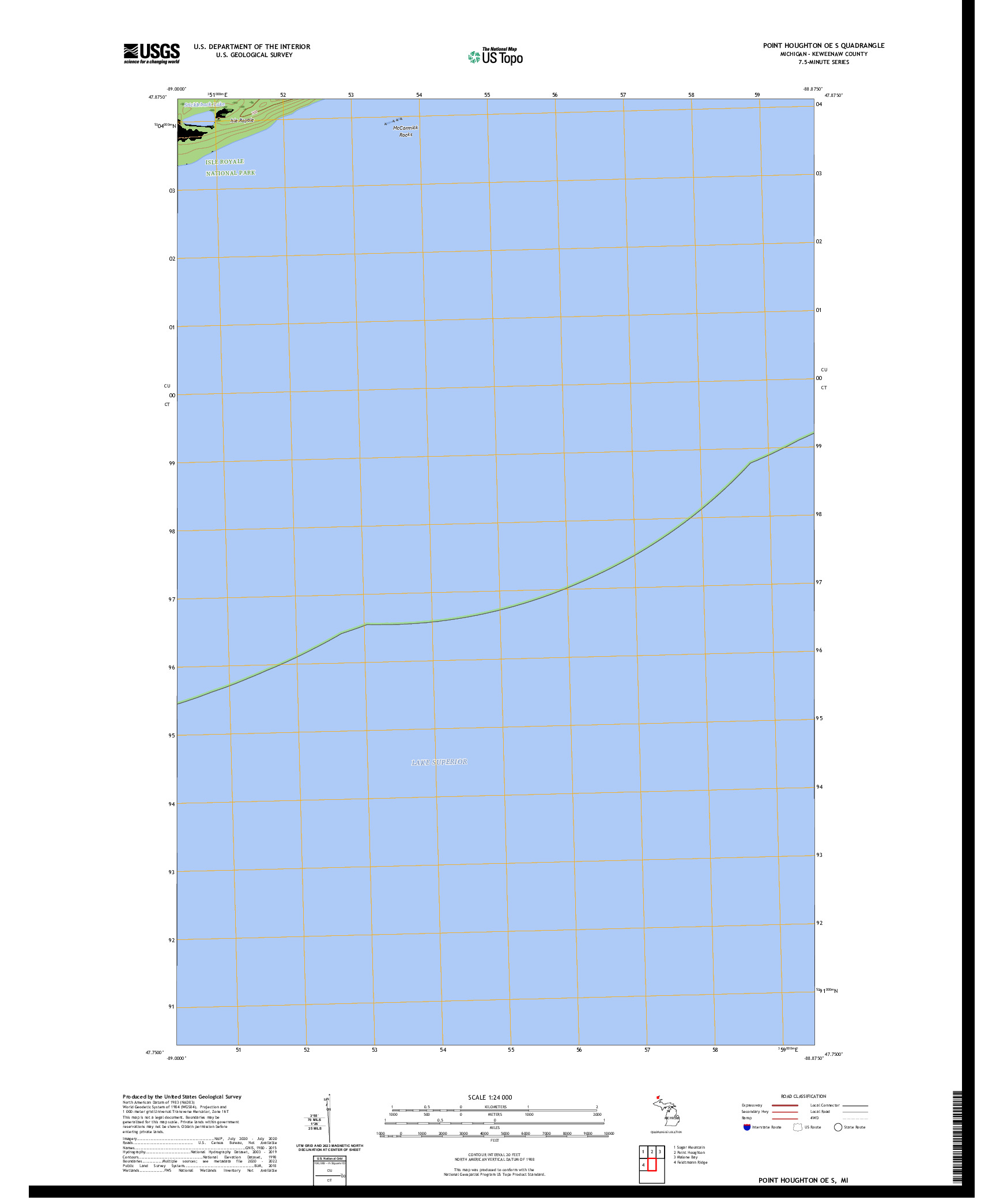 US TOPO 7.5-MINUTE MAP FOR POINT HOUGHTON OE S, MI