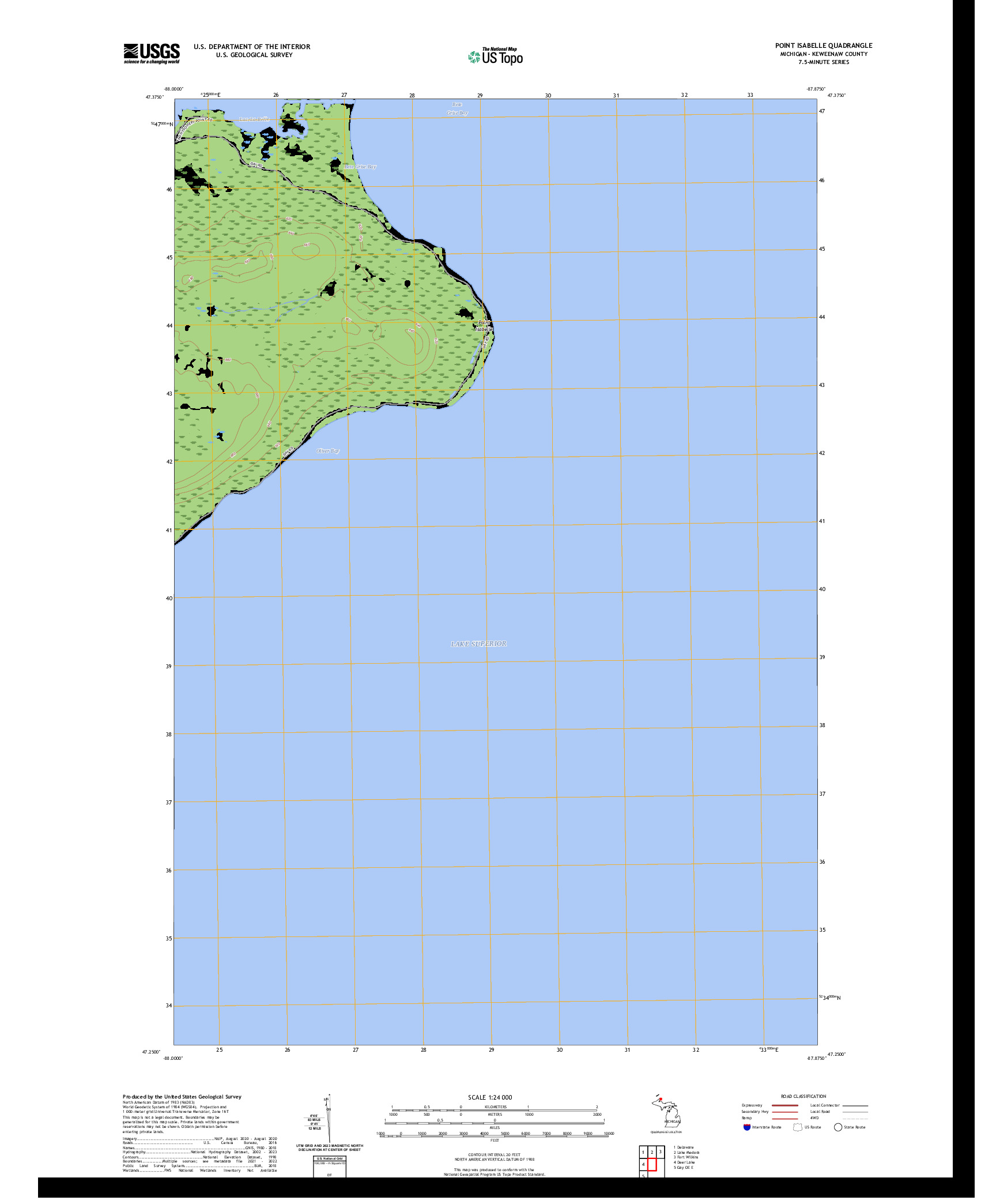 US TOPO 7.5-MINUTE MAP FOR POINT ISABELLE, MI