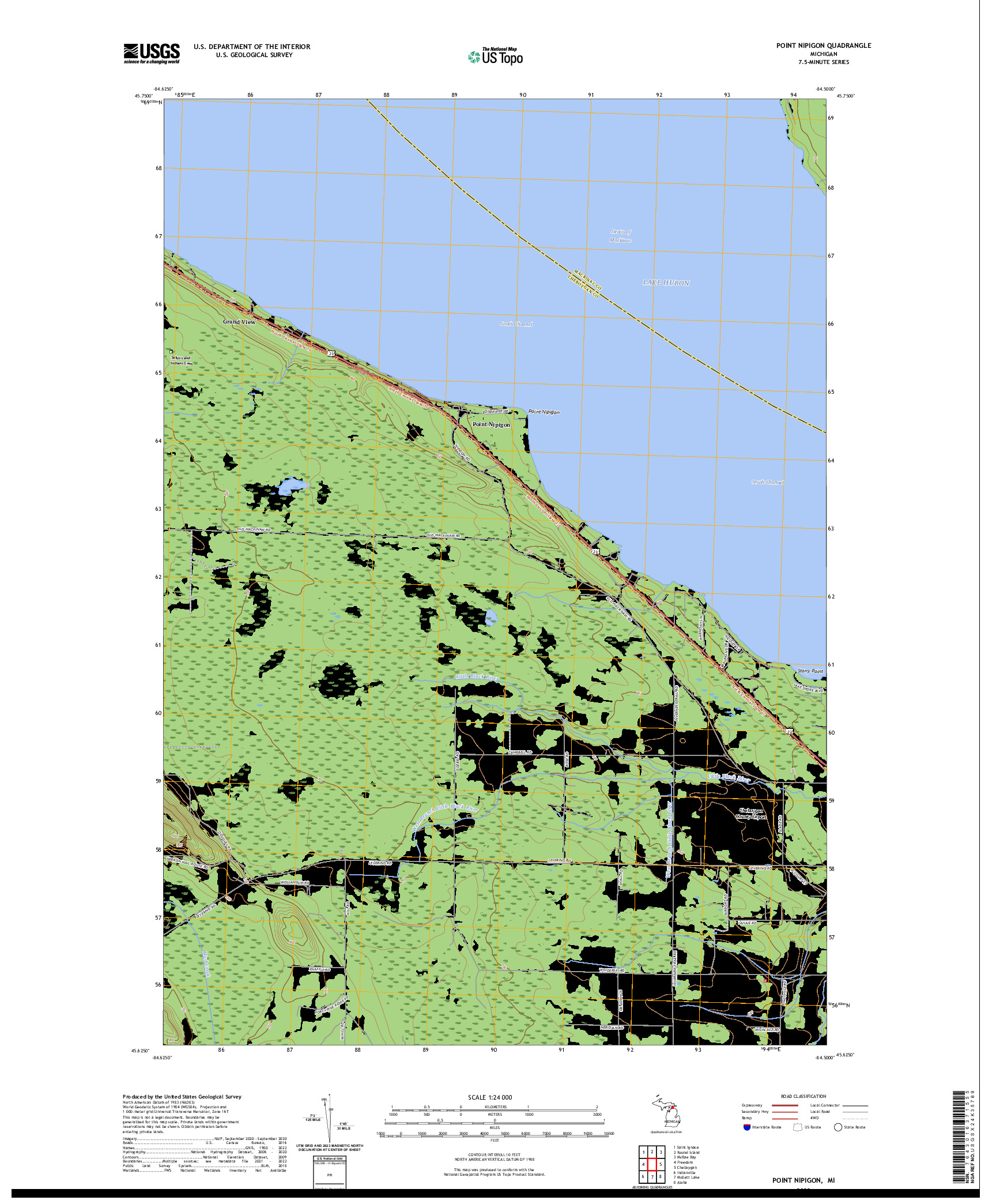 US TOPO 7.5-MINUTE MAP FOR POINT NIPIGON, MI