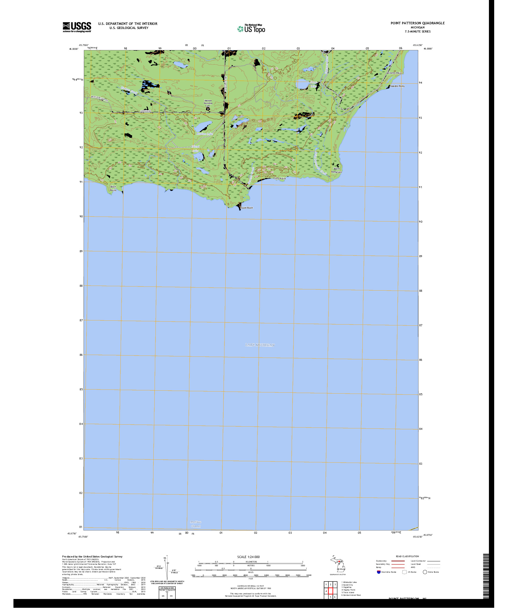 US TOPO 7.5-MINUTE MAP FOR POINT PATTERSON, MI