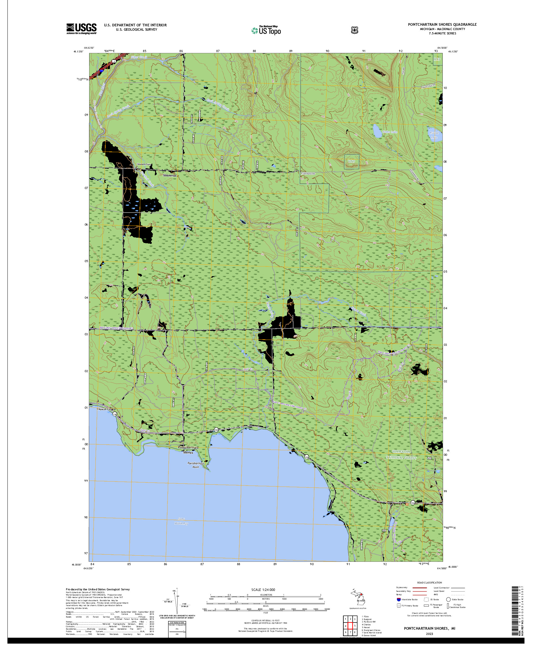 US TOPO 7.5-MINUTE MAP FOR PONTCHARTRAIN SHORES, MI