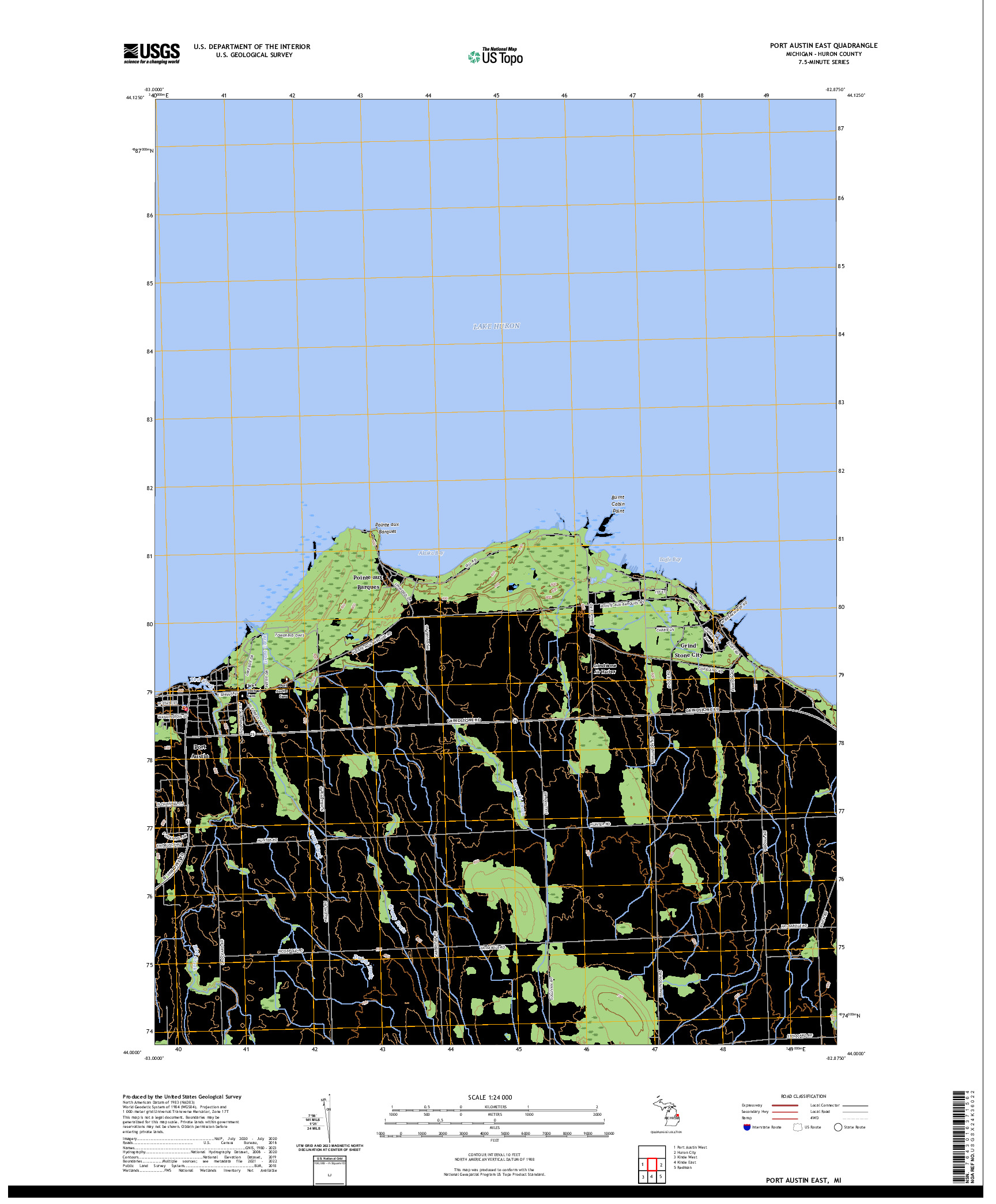 US TOPO 7.5-MINUTE MAP FOR PORT AUSTIN EAST, MI