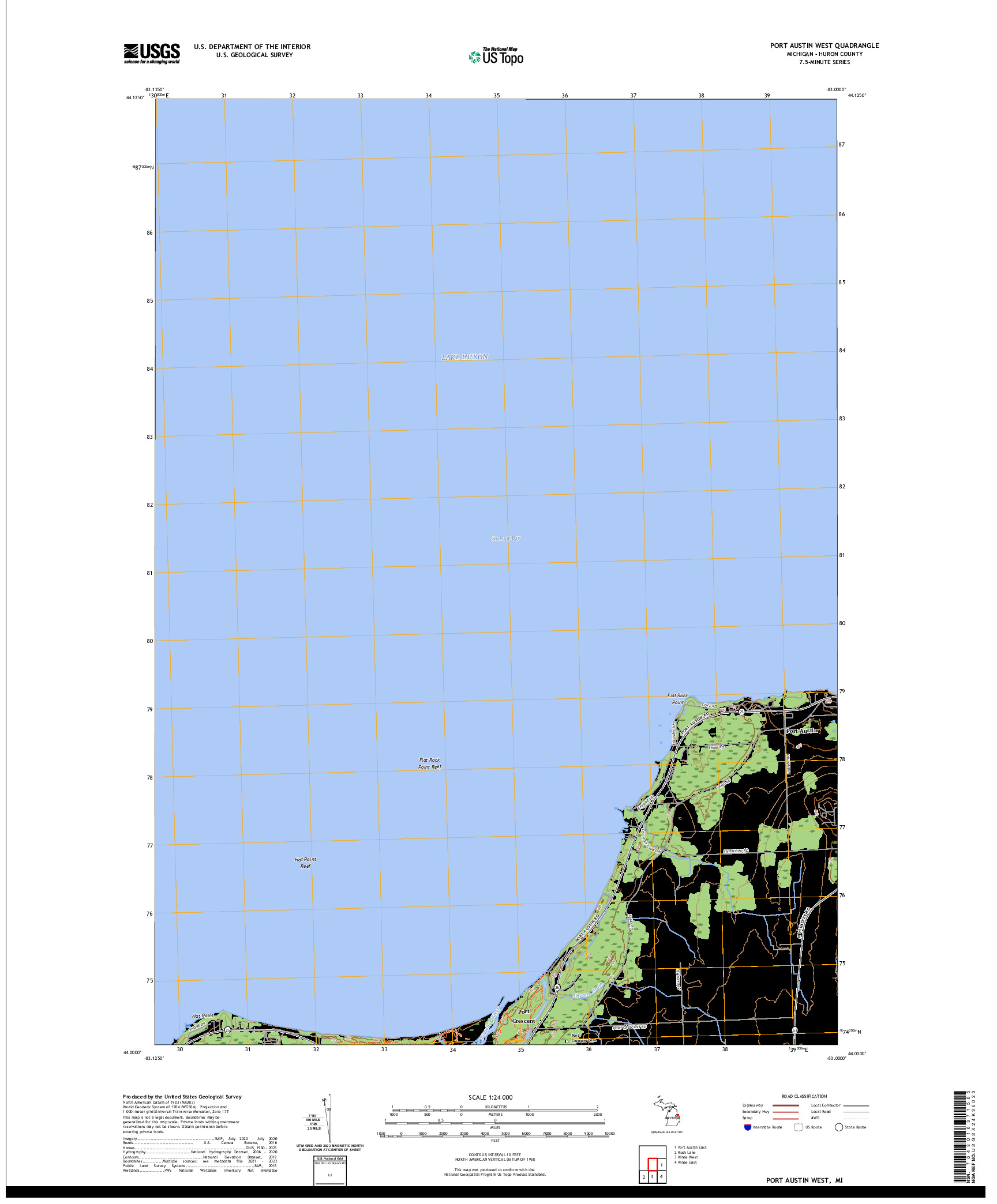 US TOPO 7.5-MINUTE MAP FOR PORT AUSTIN WEST, MI