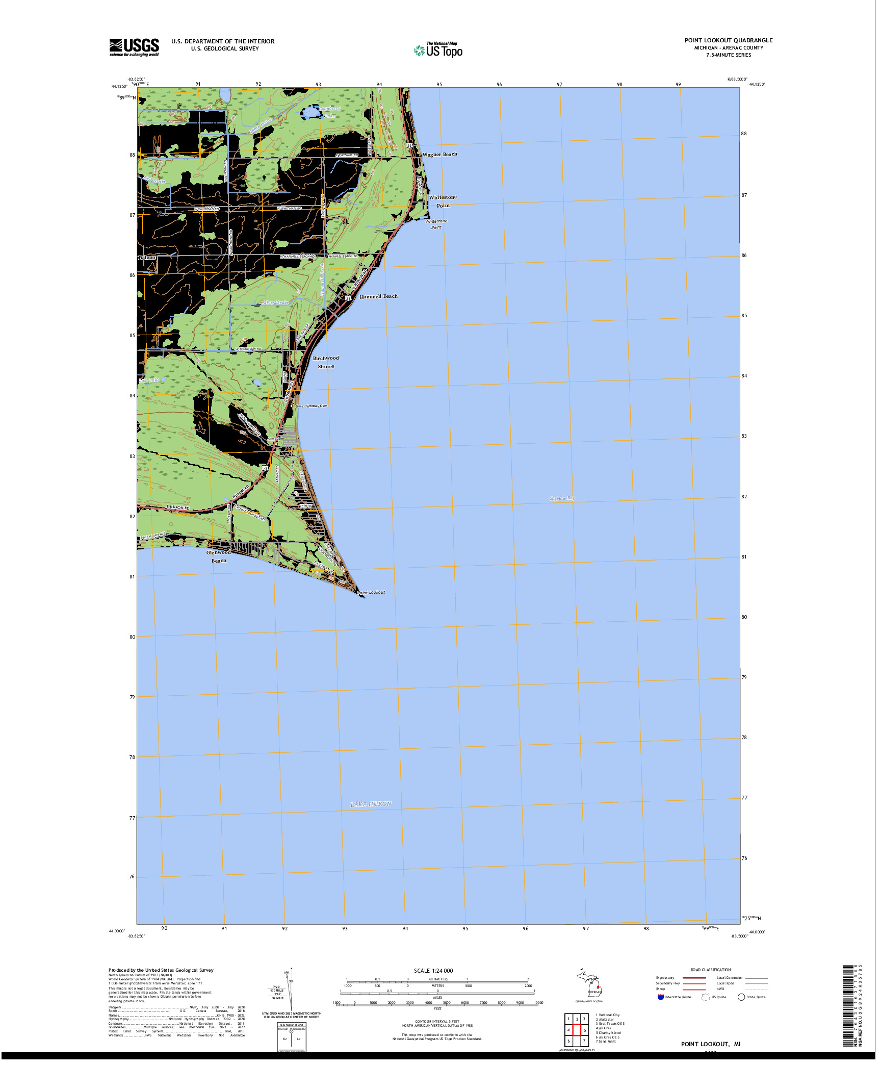 US TOPO 7.5-MINUTE MAP FOR POINT LOOKOUT, MI