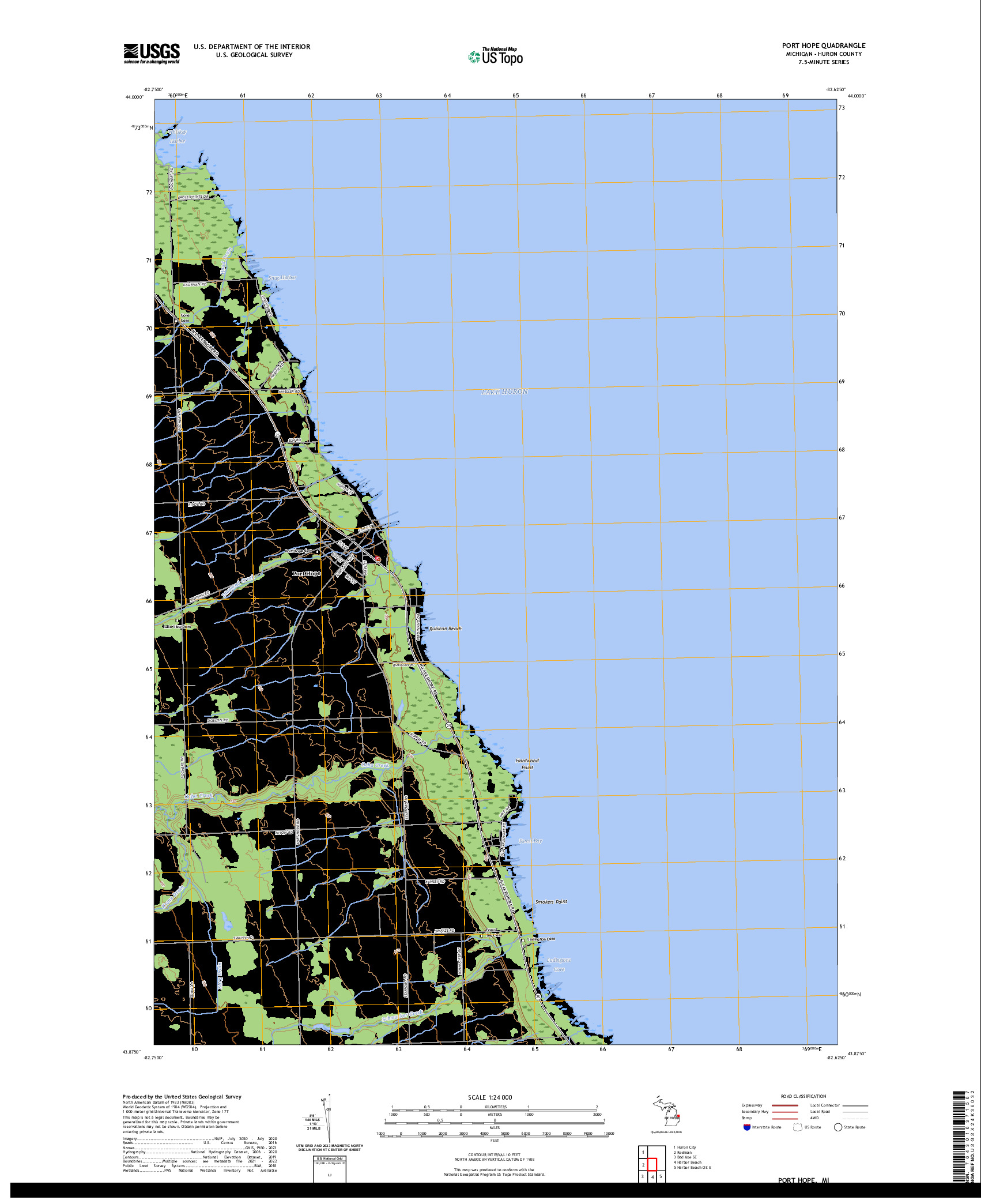 US TOPO 7.5-MINUTE MAP FOR PORT HOPE, MI