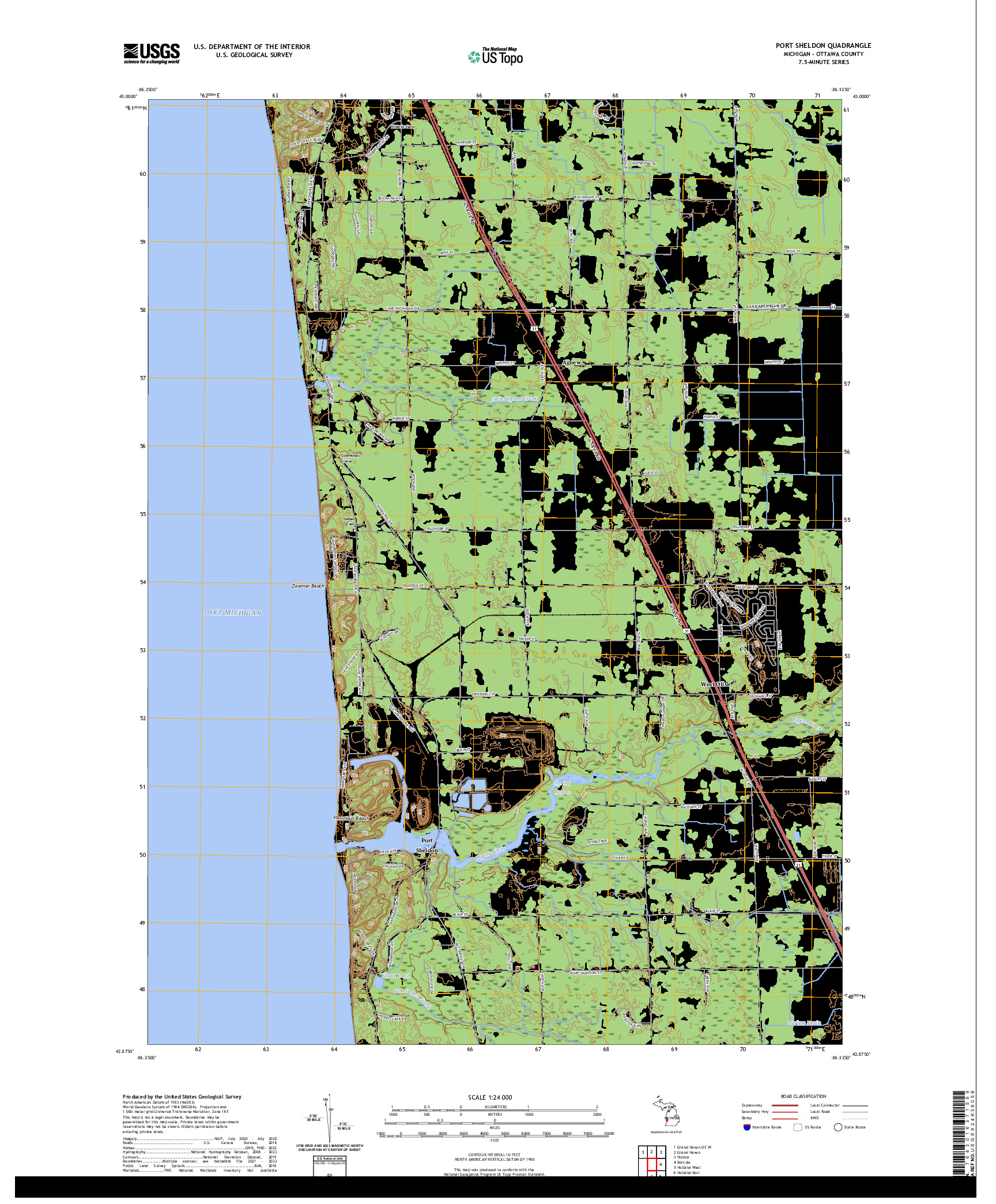 US TOPO 7.5-MINUTE MAP FOR PORT SHELDON, MI