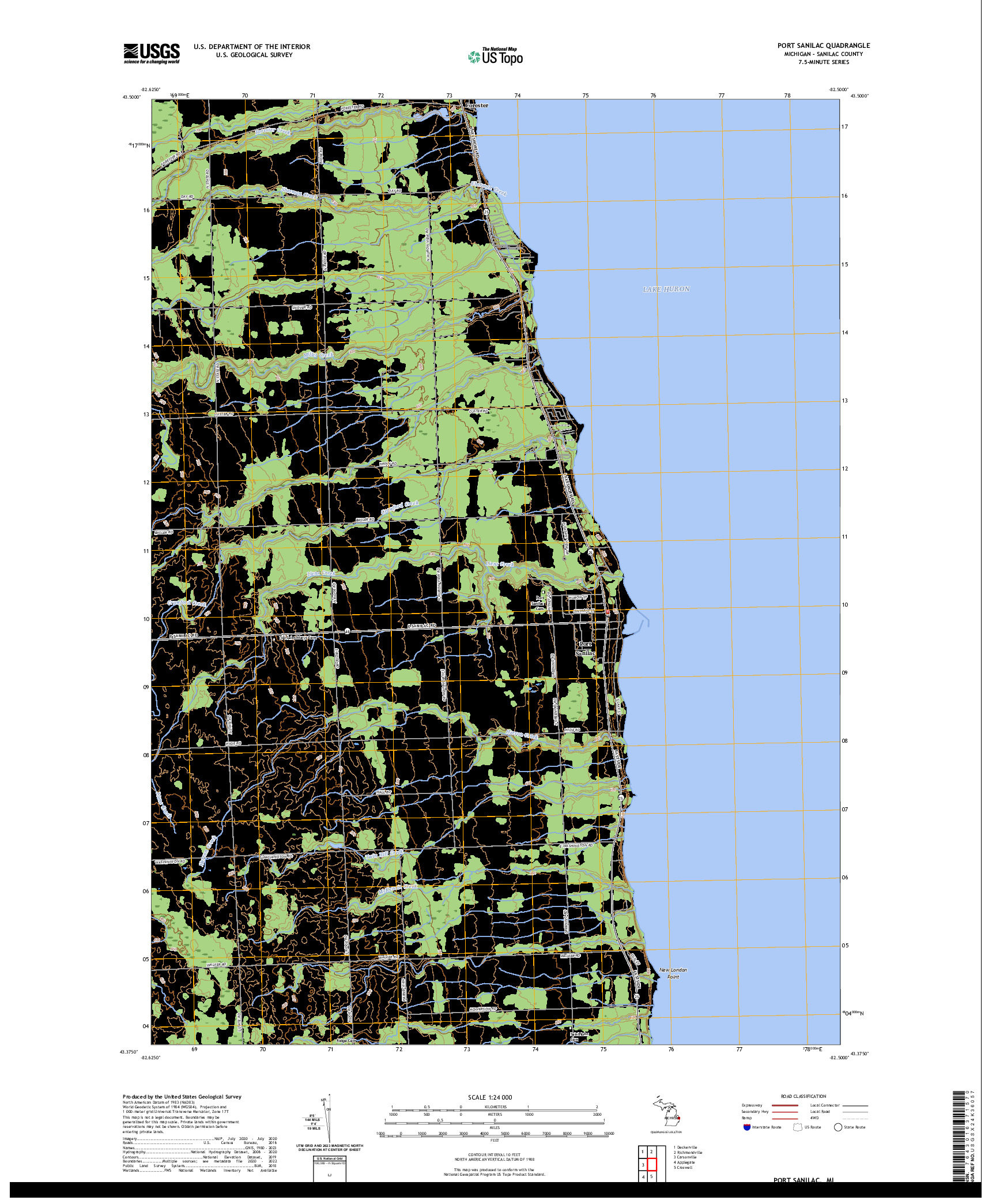 US TOPO 7.5-MINUTE MAP FOR PORT SANILAC, MI