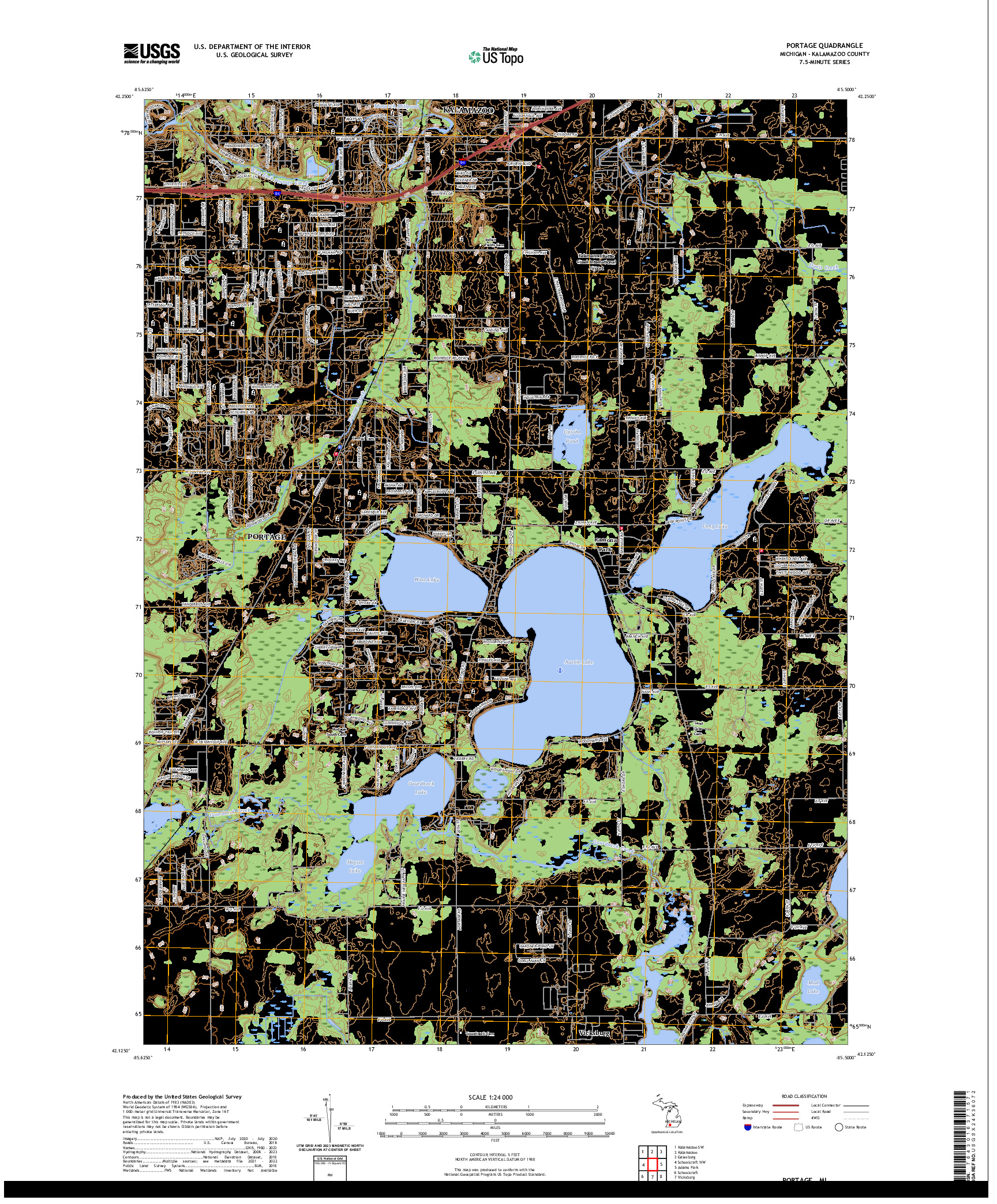 US TOPO 7.5-MINUTE MAP FOR PORTAGE, MI