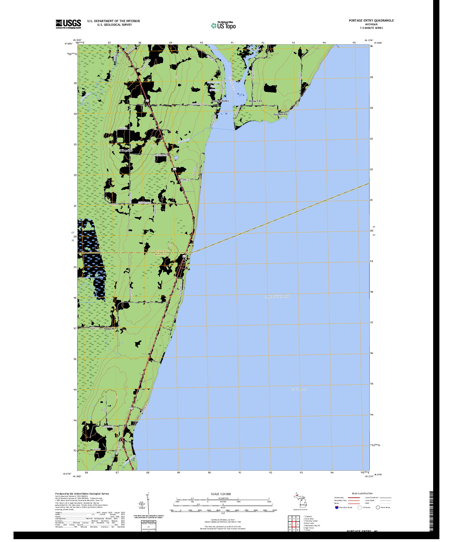 US TOPO 7.5-MINUTE MAP FOR PORTAGE ENTRY, MI