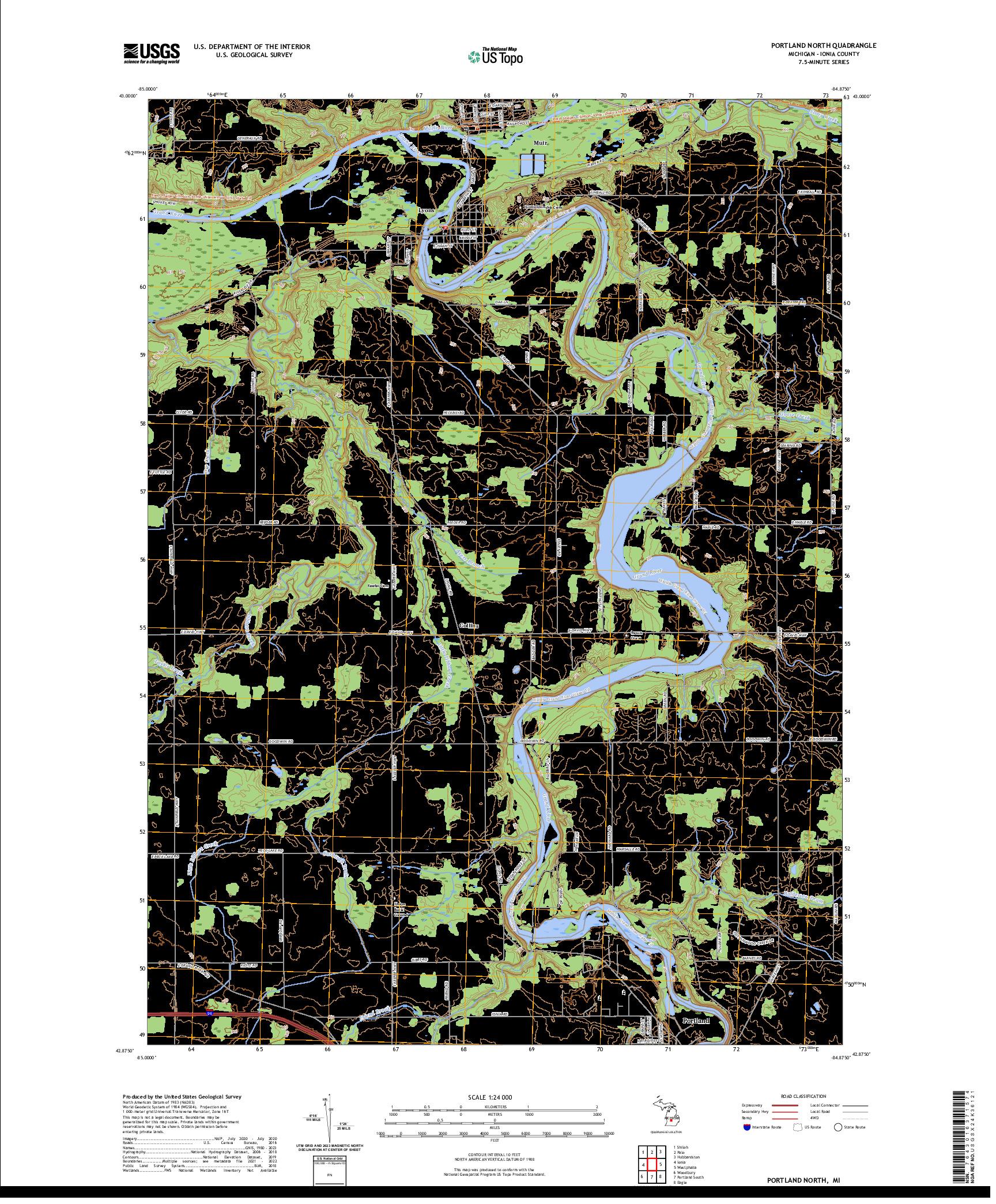 US TOPO 7.5-MINUTE MAP FOR PORTLAND NORTH, MI