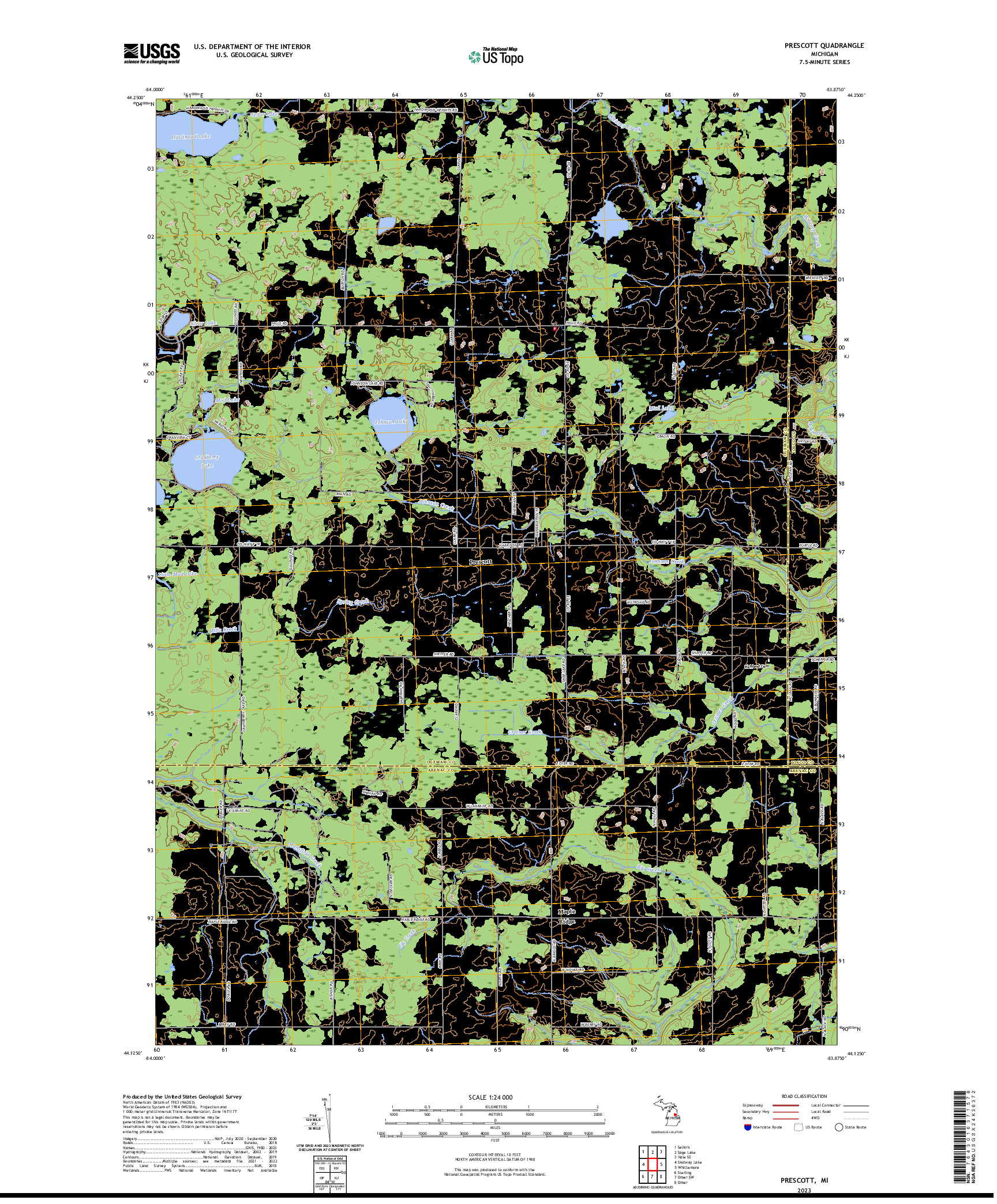 US TOPO 7.5-MINUTE MAP FOR PRESCOTT, MI