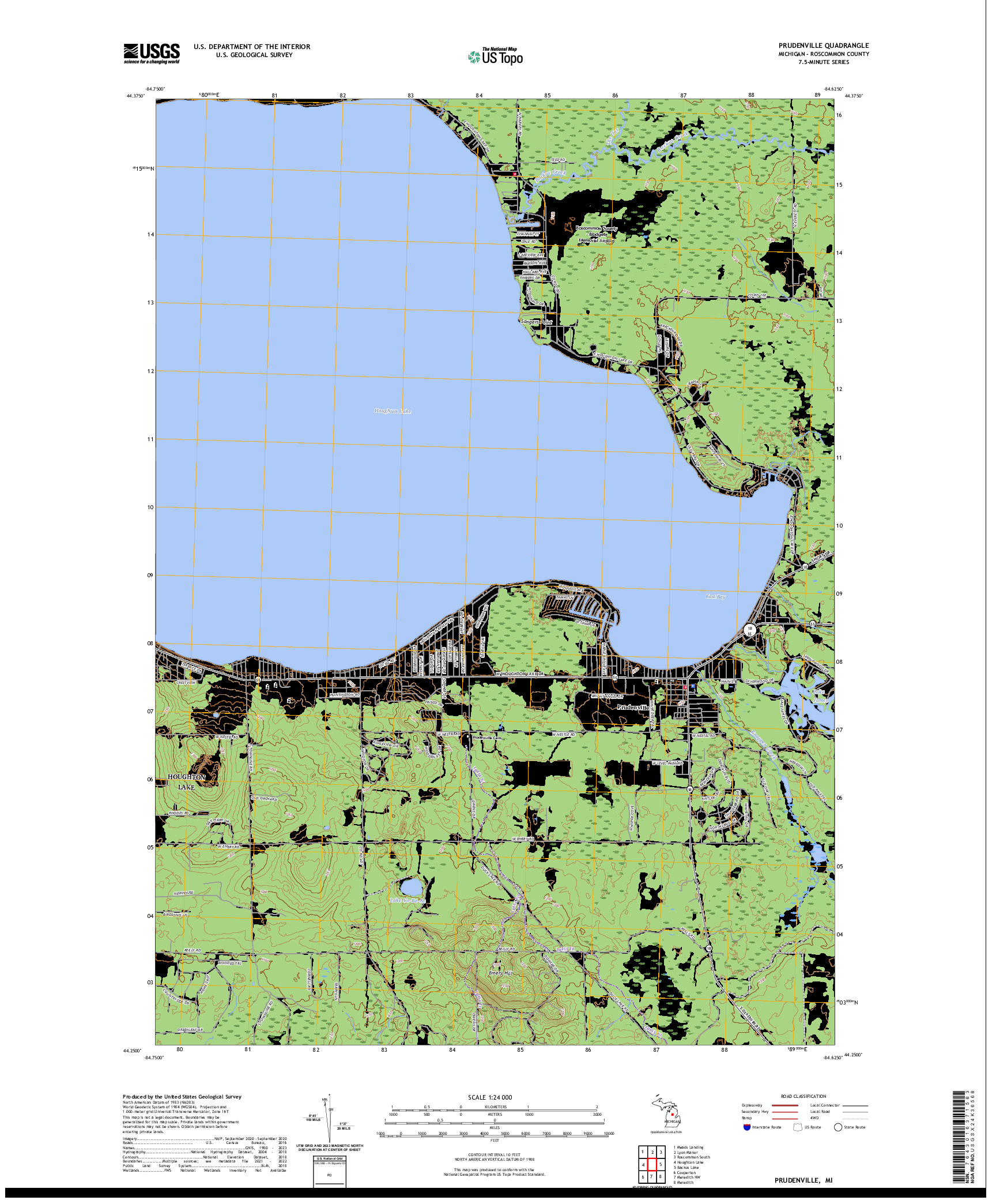 US TOPO 7.5-MINUTE MAP FOR PRUDENVILLE, MI