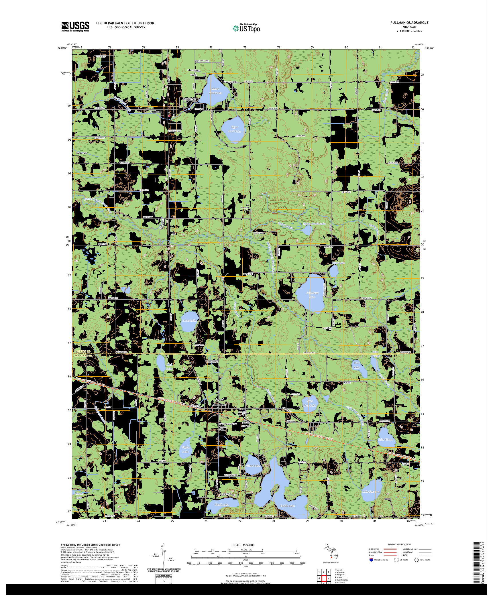 US TOPO 7.5-MINUTE MAP FOR PULLMAN, MI