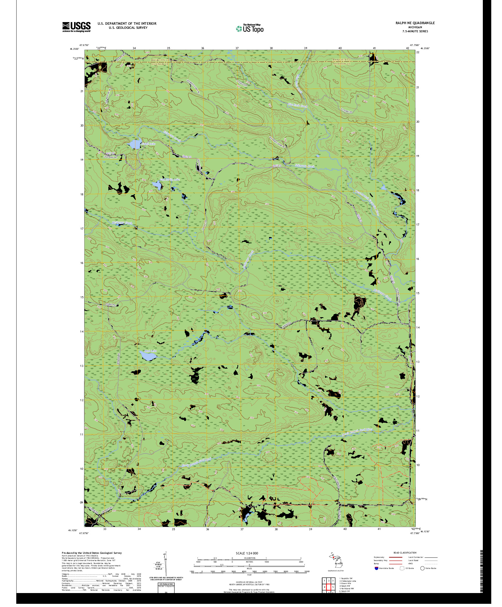 US TOPO 7.5-MINUTE MAP FOR RALPH NE, MI