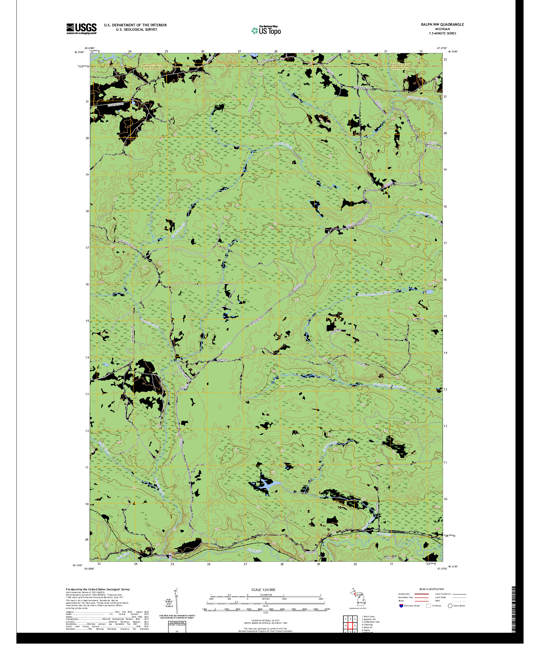 US TOPO 7.5-MINUTE MAP FOR RALPH NW, MI