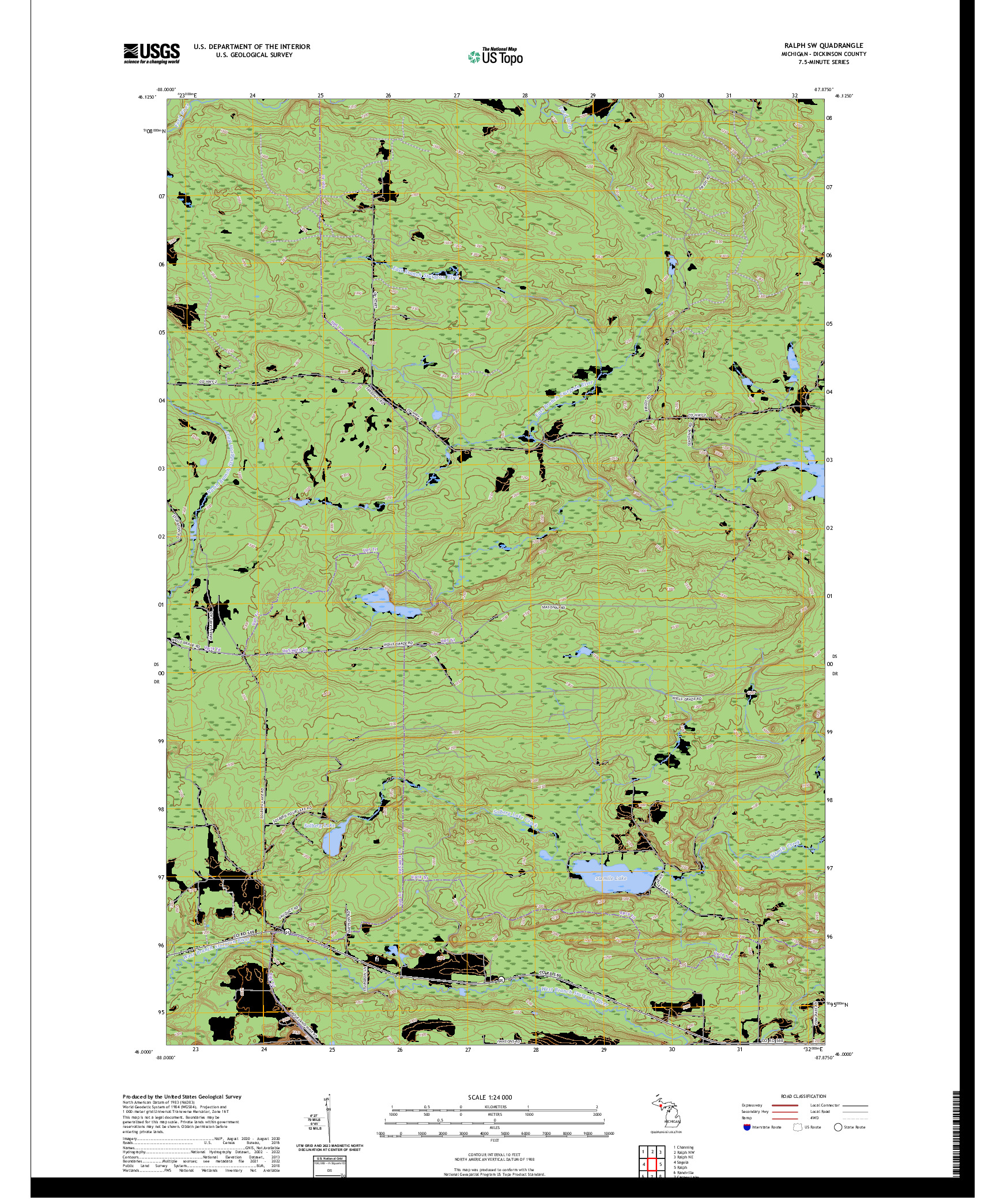 US TOPO 7.5-MINUTE MAP FOR RALPH SW, MI