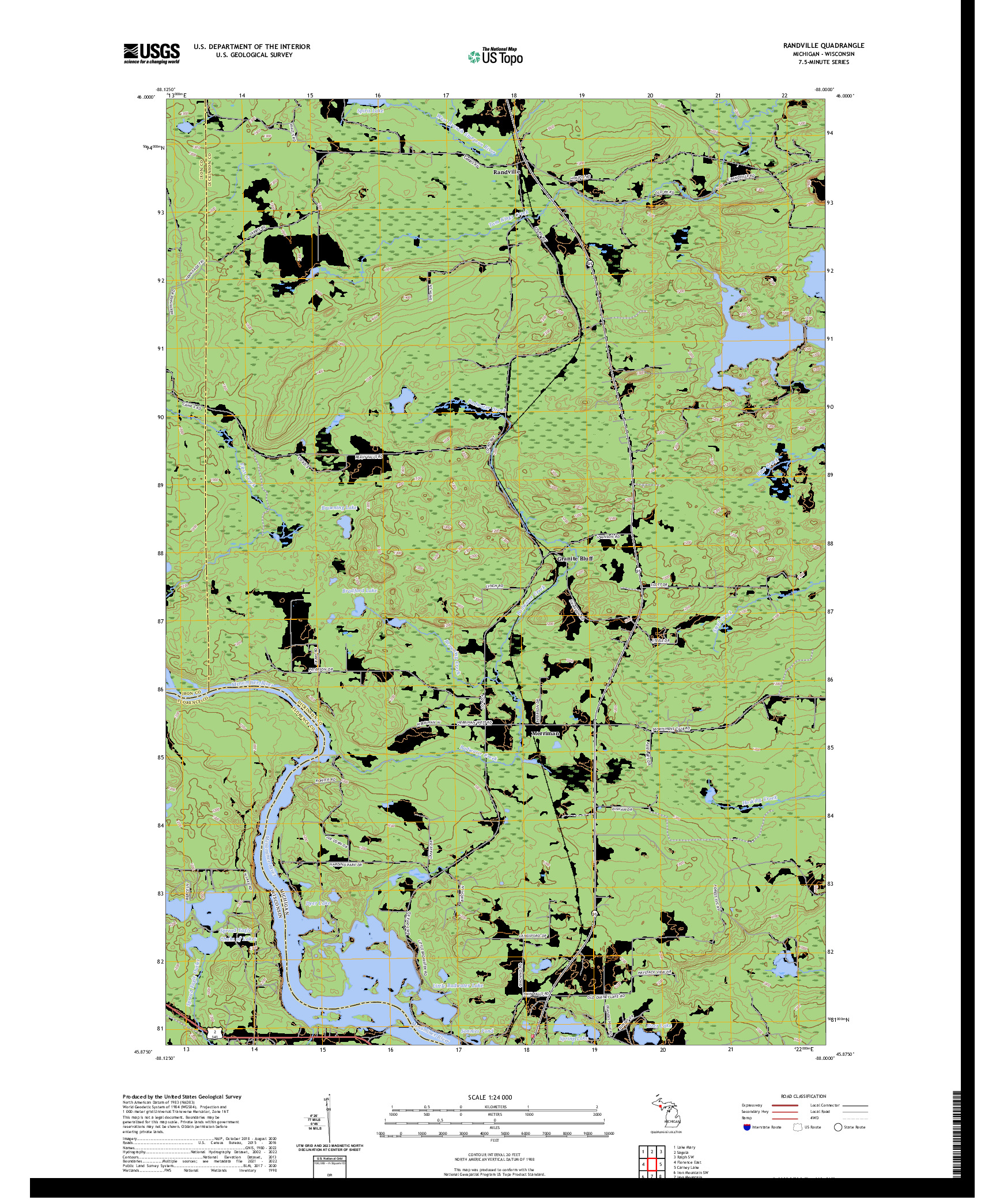 US TOPO 7.5-MINUTE MAP FOR RANDVILLE, MI,WI