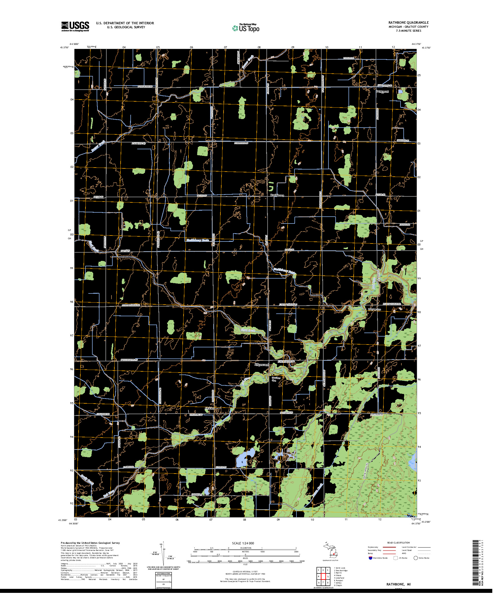 US TOPO 7.5-MINUTE MAP FOR RATHBONE, MI