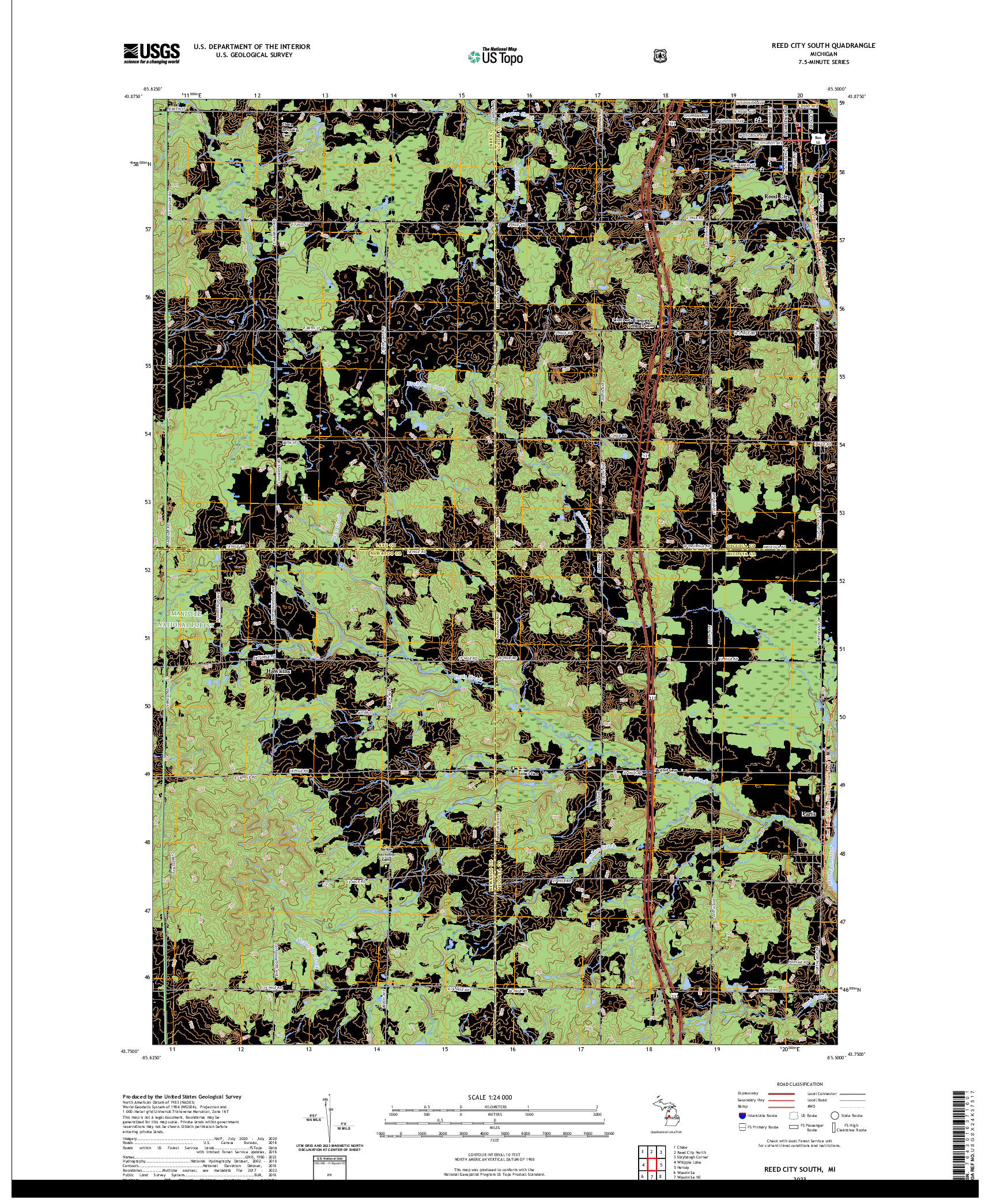 US TOPO 7.5-MINUTE MAP FOR REED CITY SOUTH, MI