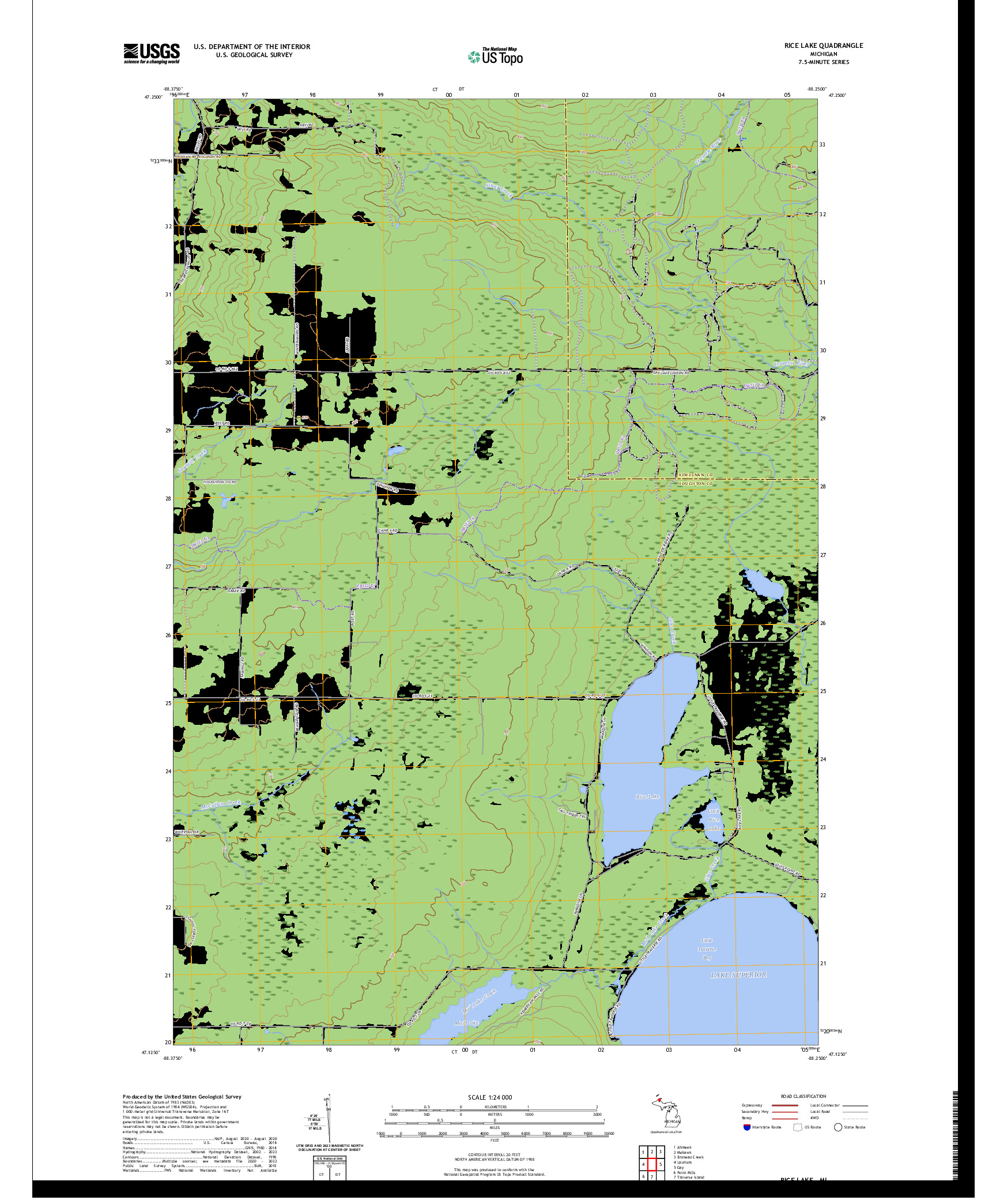 US TOPO 7.5-MINUTE MAP FOR RICE LAKE, MI