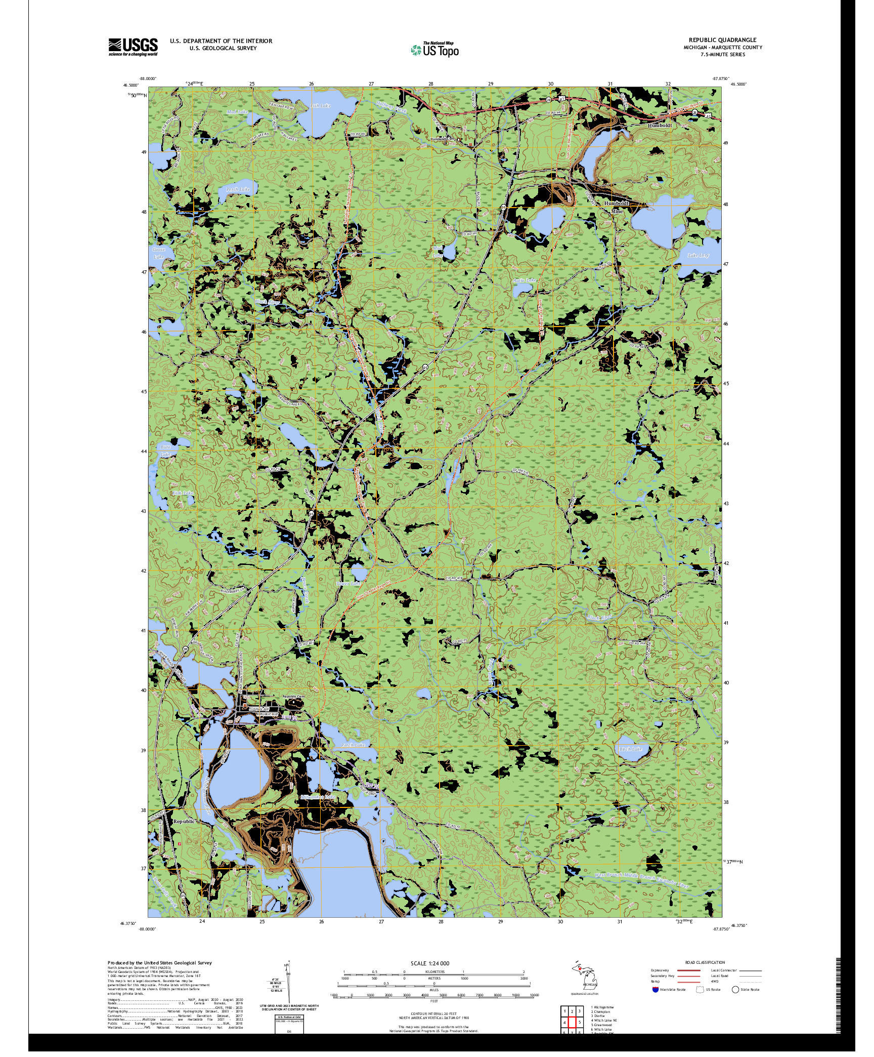 US TOPO 7.5-MINUTE MAP FOR REPUBLIC, MI