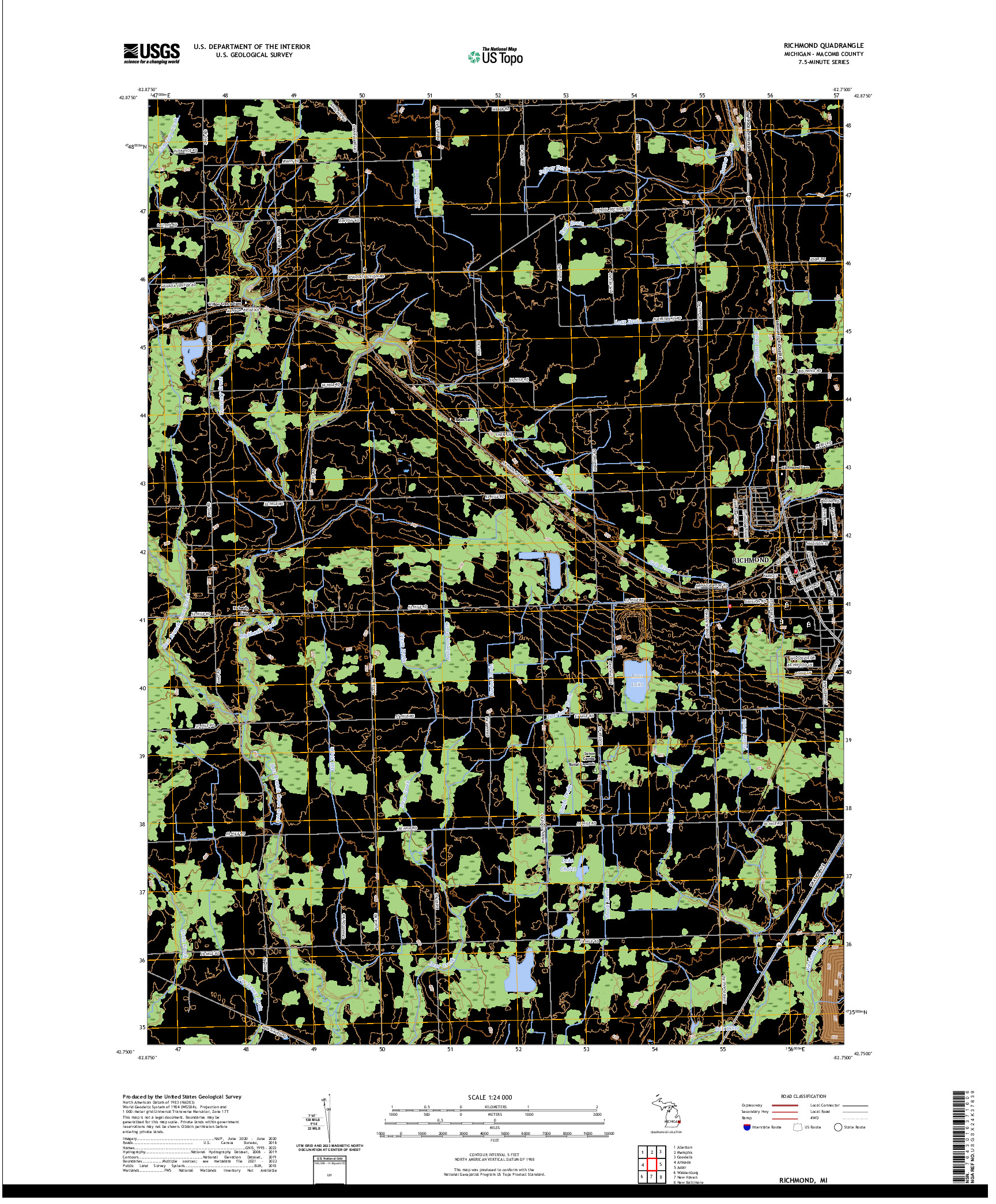 US TOPO 7.5-MINUTE MAP FOR RICHMOND, MI