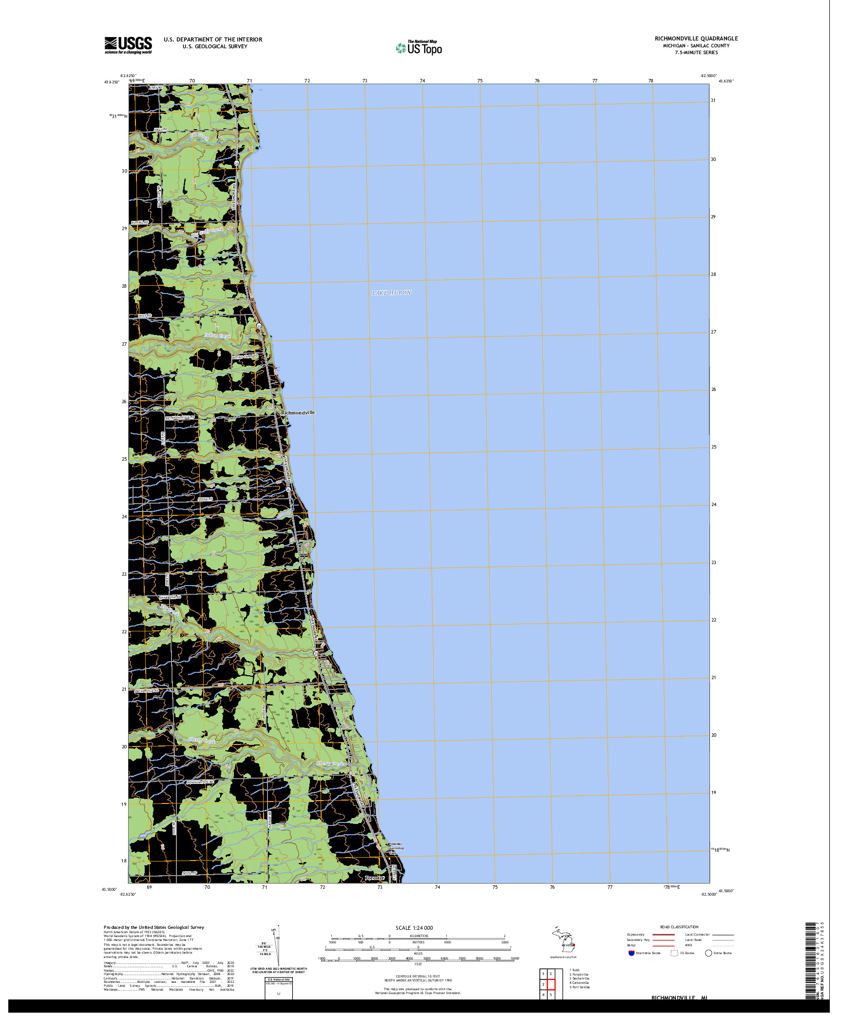 US TOPO 7.5-MINUTE MAP FOR RICHMONDVILLE, MI