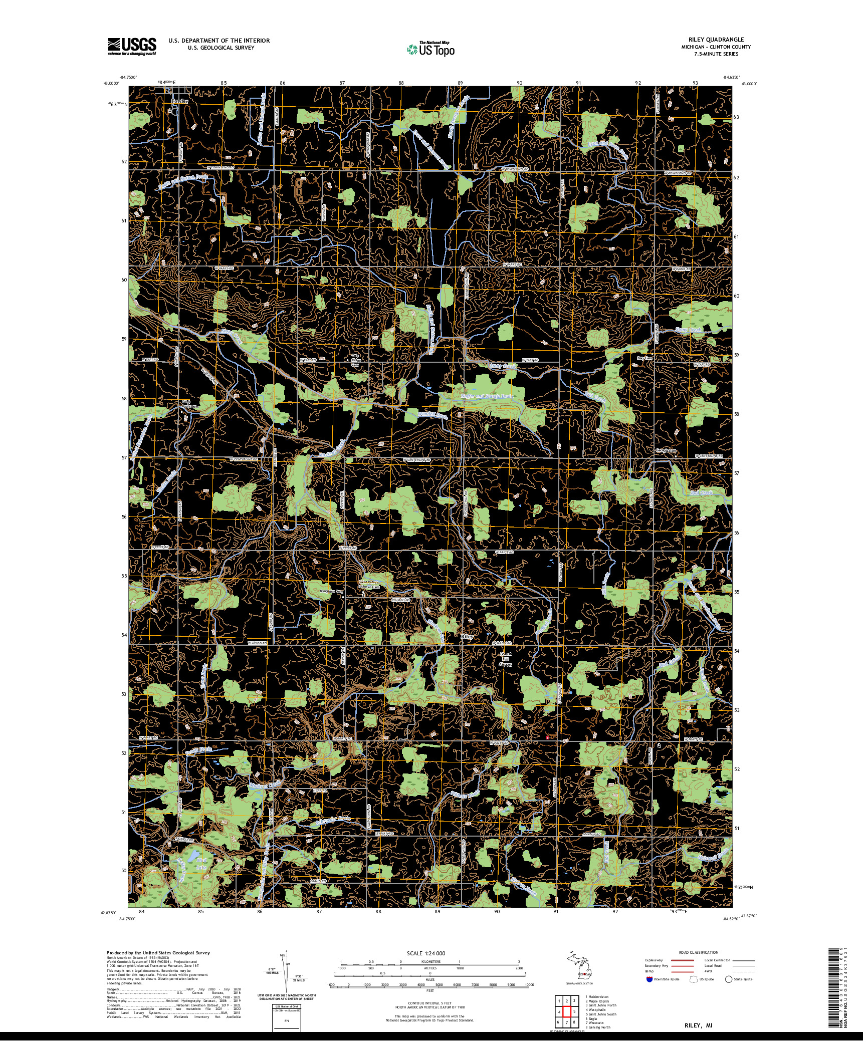 US TOPO 7.5-MINUTE MAP FOR RILEY, MI