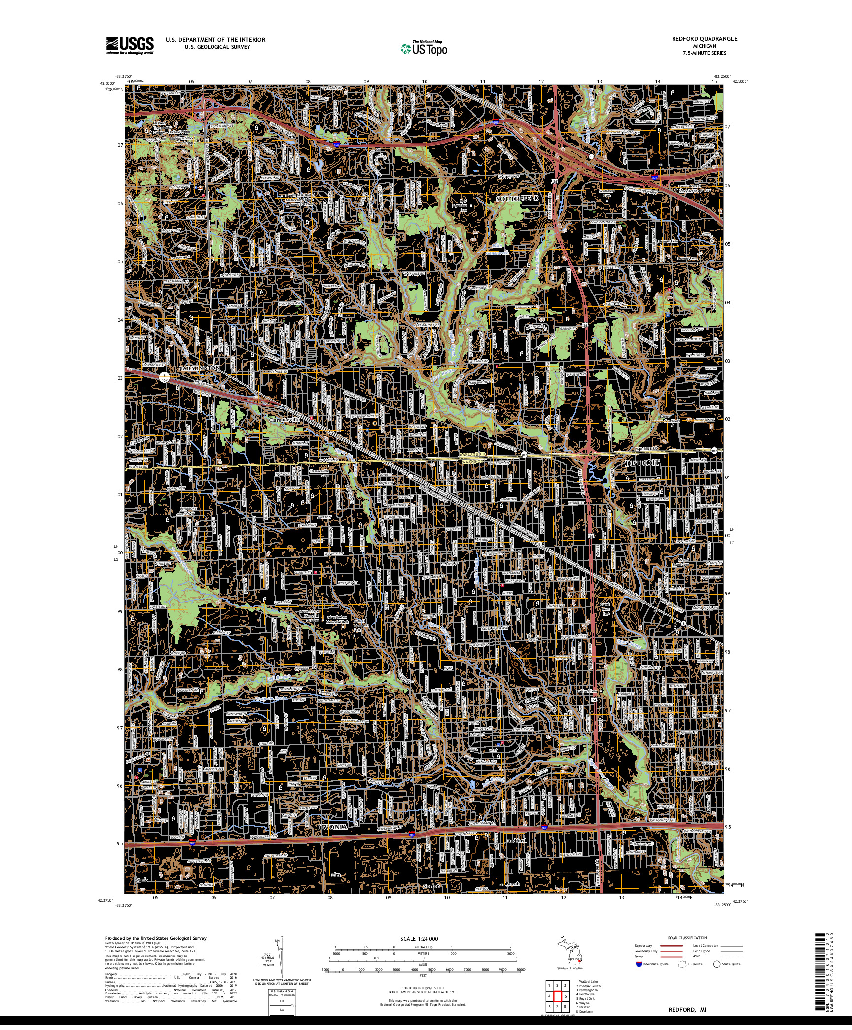 US TOPO 7.5-MINUTE MAP FOR REDFORD, MI