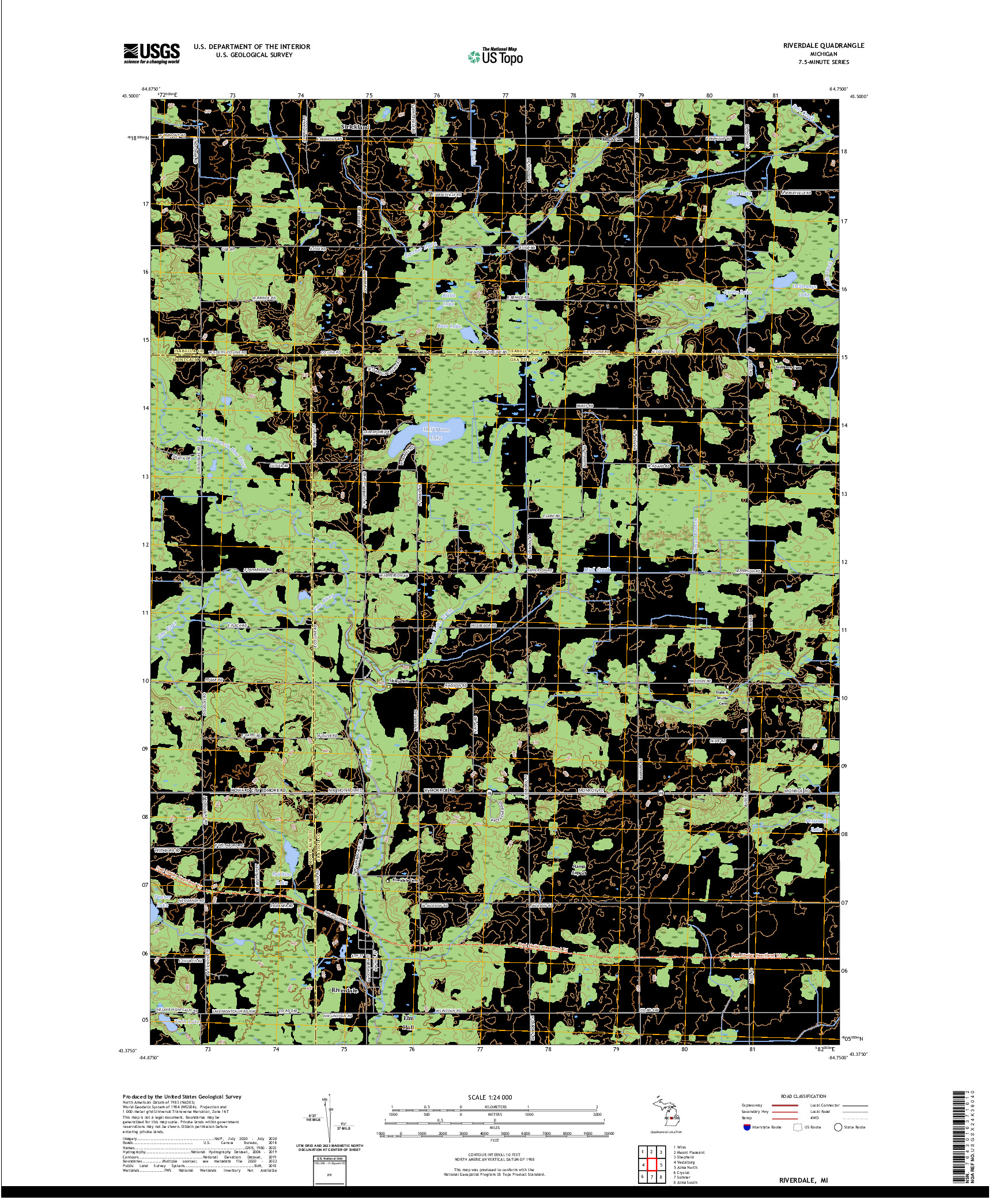 US TOPO 7.5-MINUTE MAP FOR RIVERDALE, MI