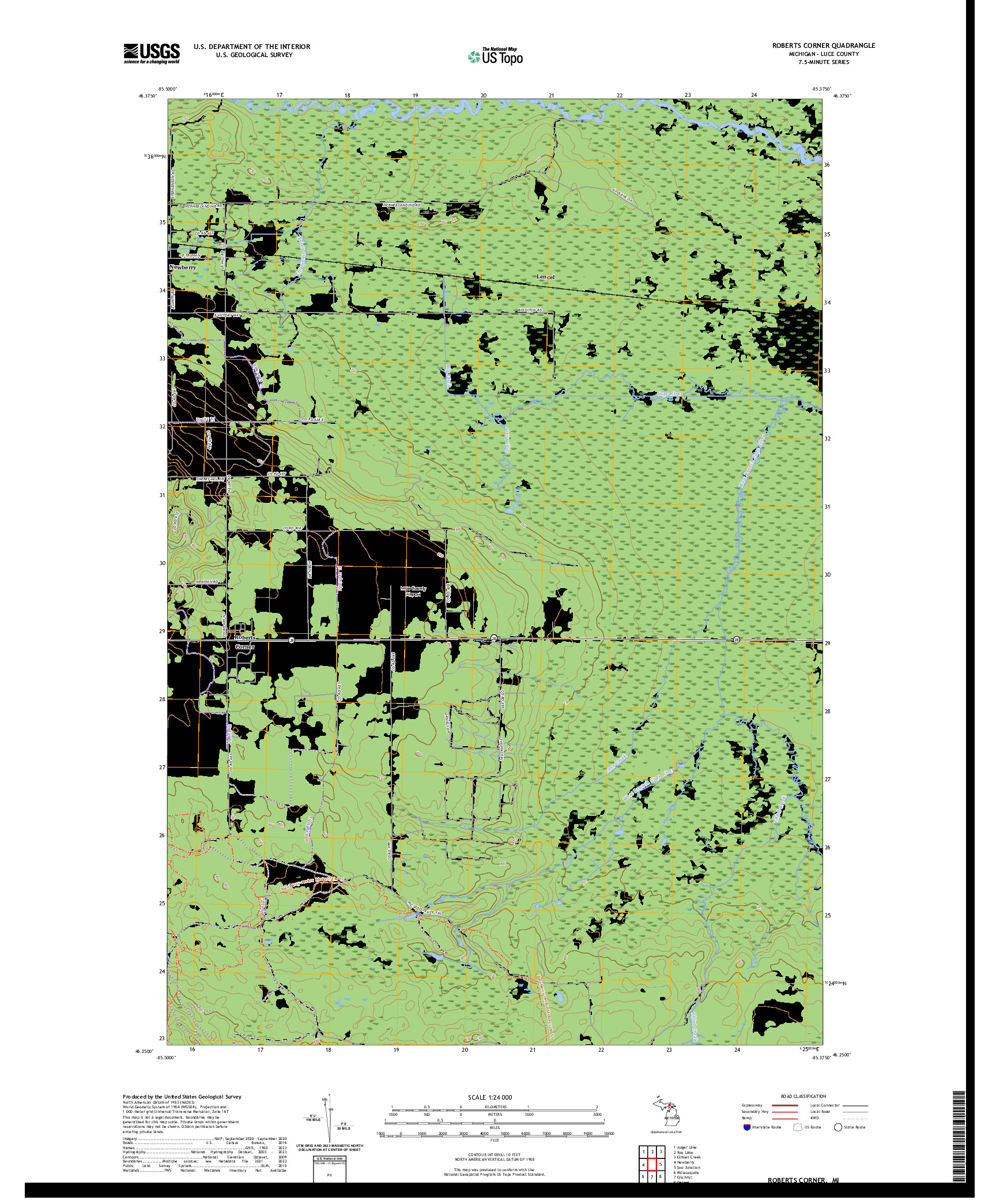 US TOPO 7.5-MINUTE MAP FOR ROBERTS CORNER, MI