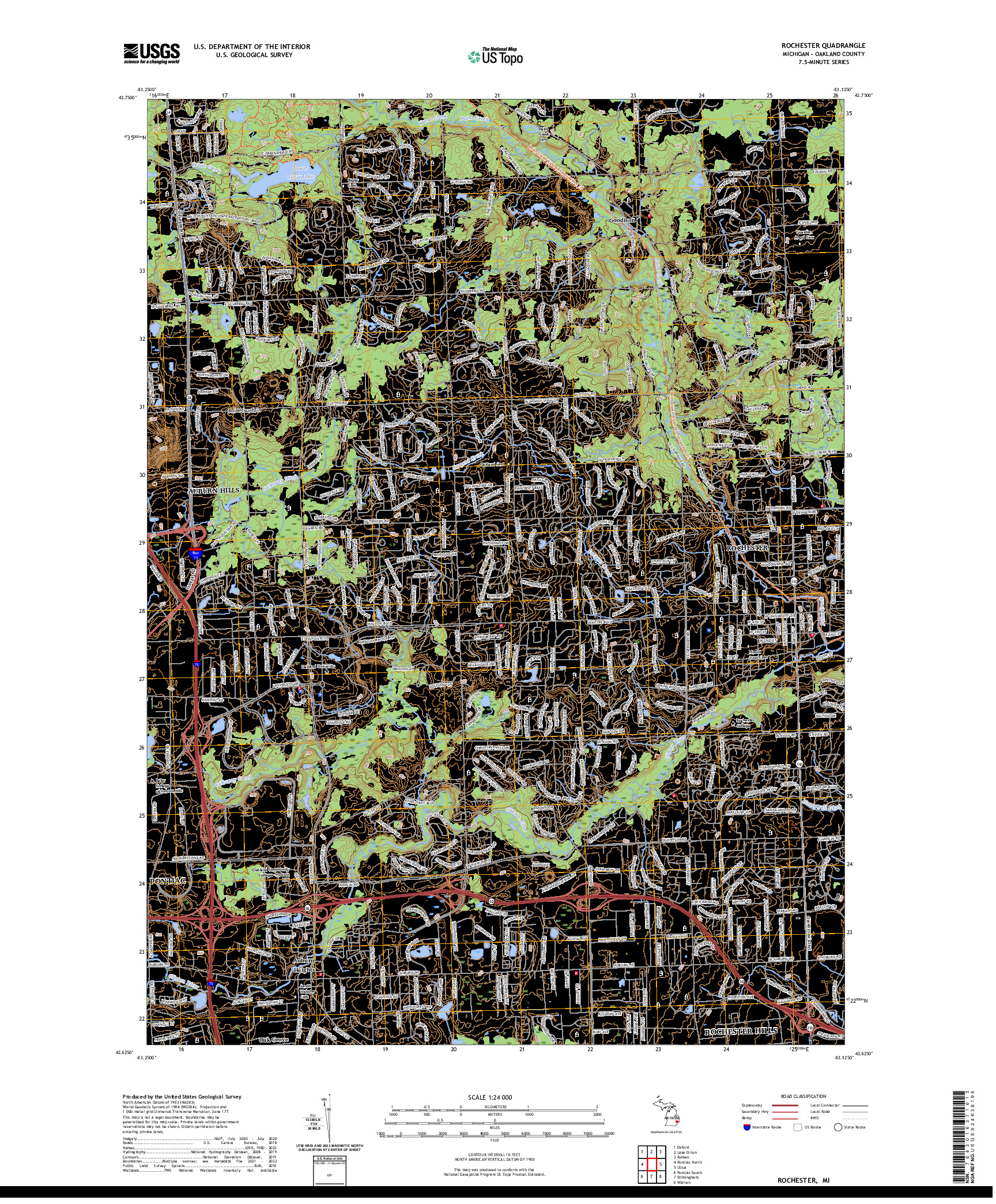 US TOPO 7.5-MINUTE MAP FOR ROCHESTER, MI