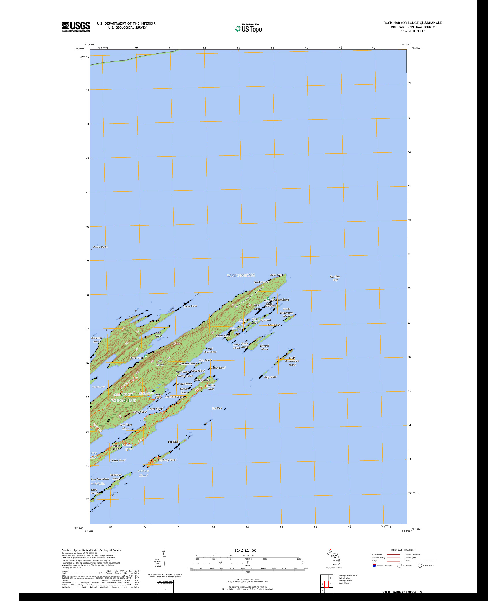 US TOPO 7.5-MINUTE MAP FOR ROCK HARBOR LODGE, MI