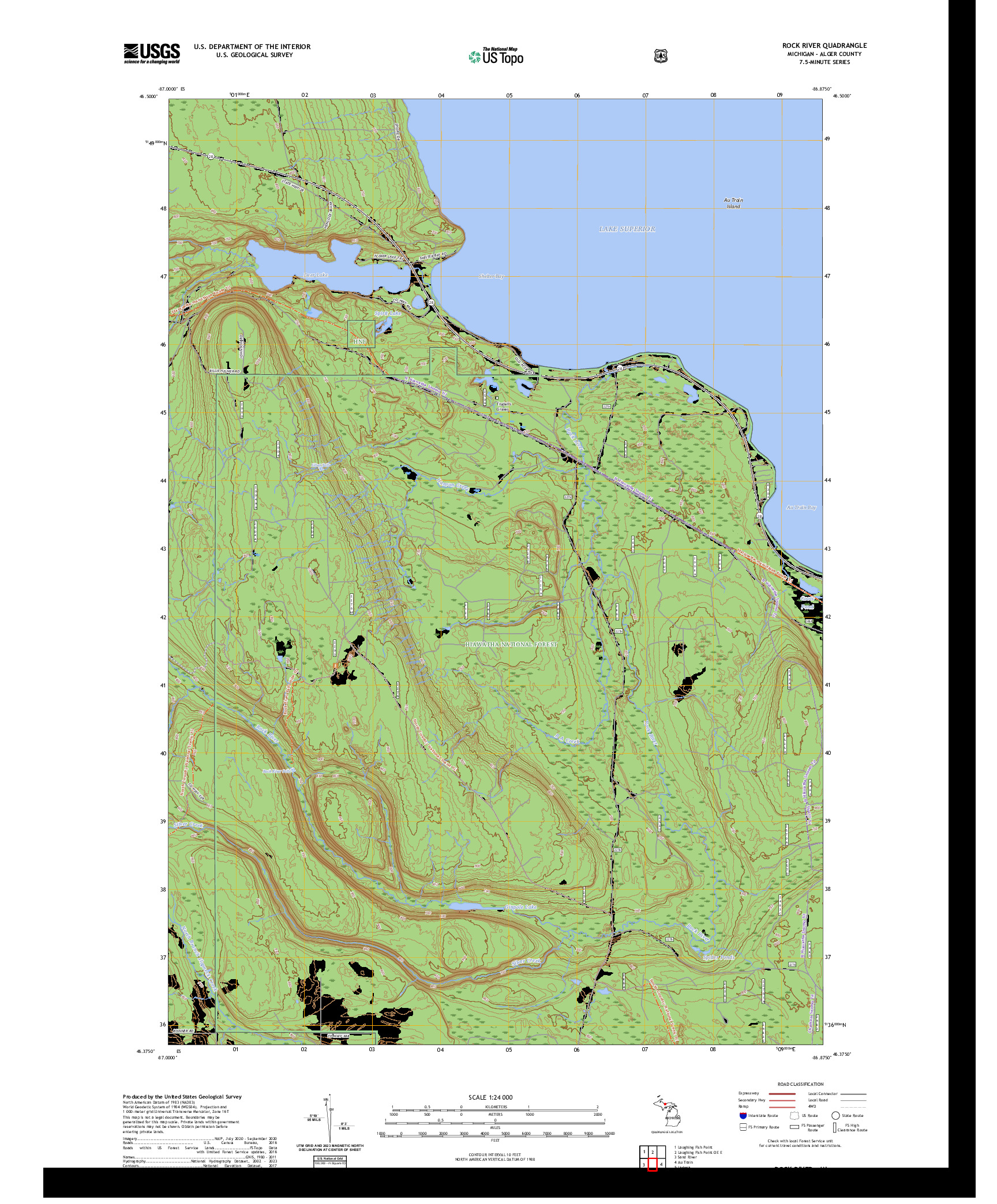 US TOPO 7.5-MINUTE MAP FOR ROCK RIVER, MI