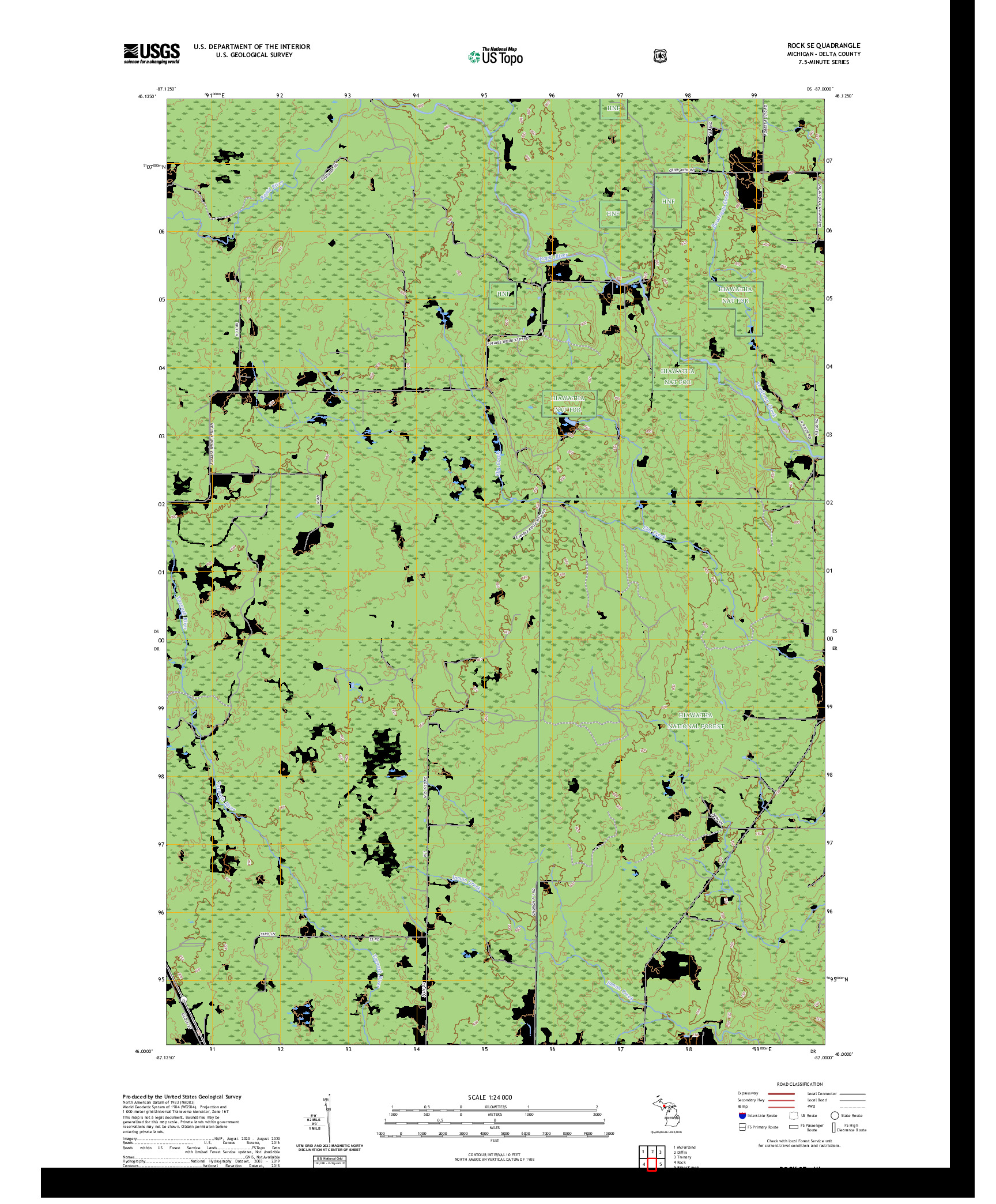 US TOPO 7.5-MINUTE MAP FOR ROCK SE, MI