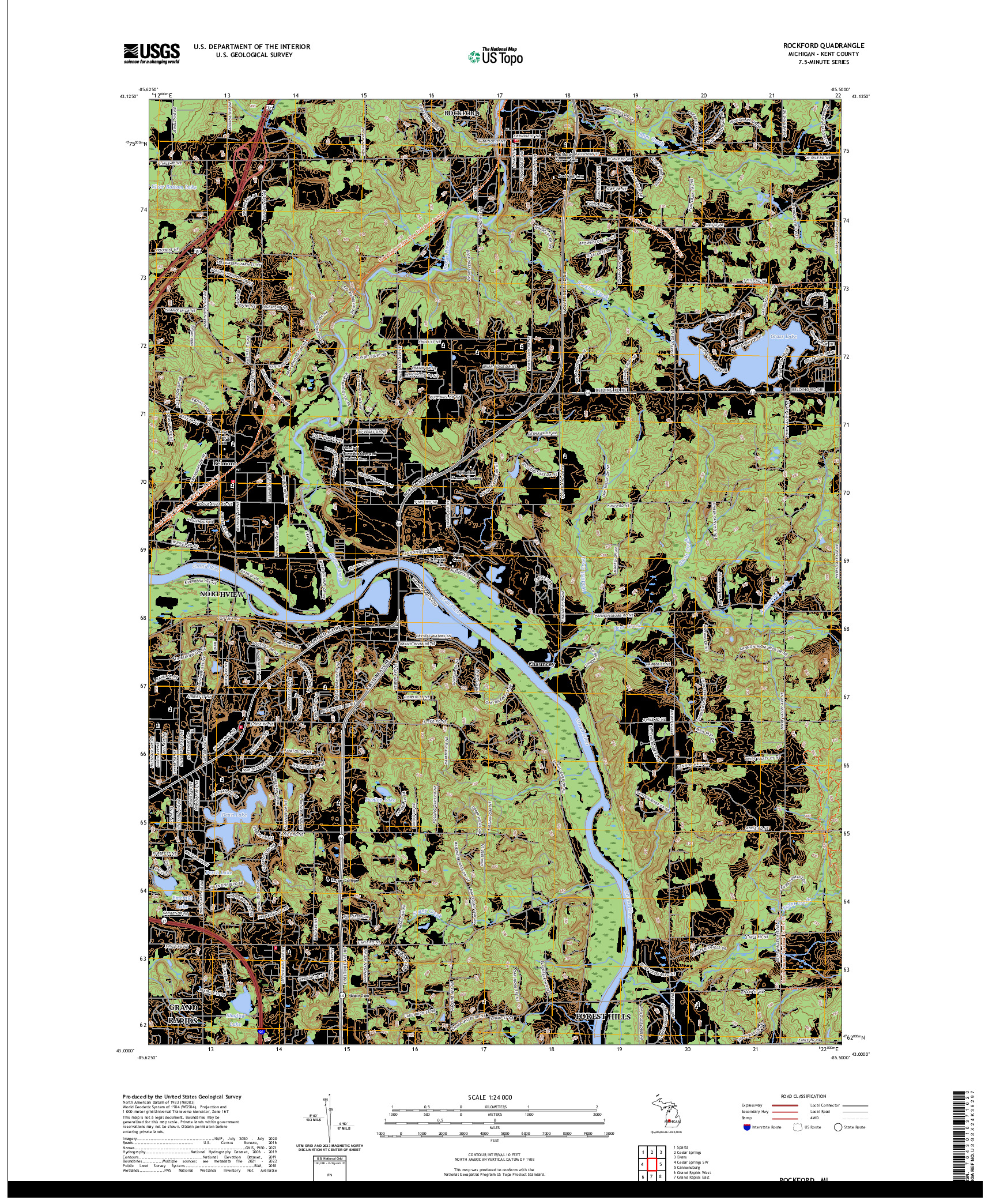 US TOPO 7.5-MINUTE MAP FOR ROCKFORD, MI