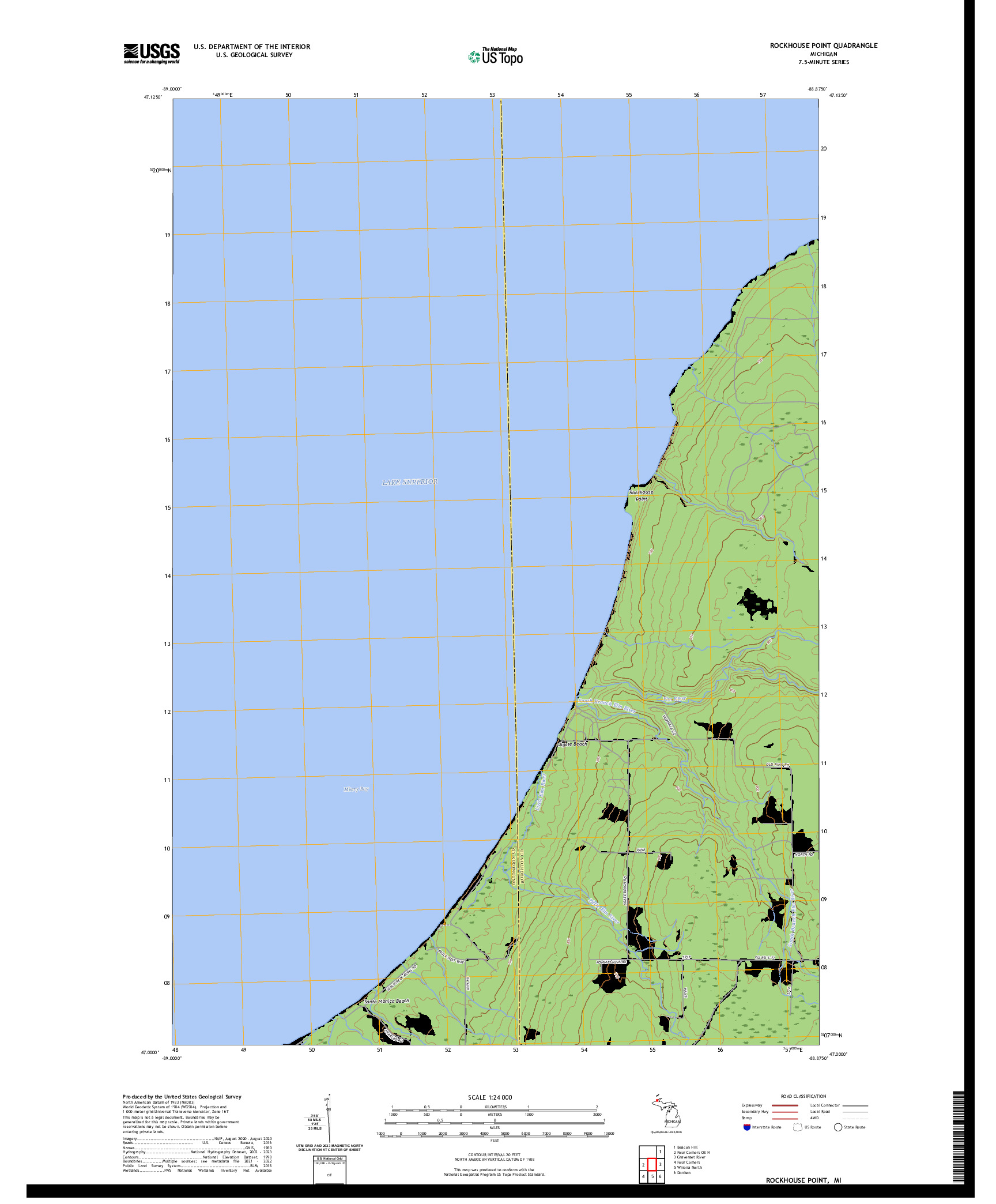 US TOPO 7.5-MINUTE MAP FOR ROCKHOUSE POINT, MI