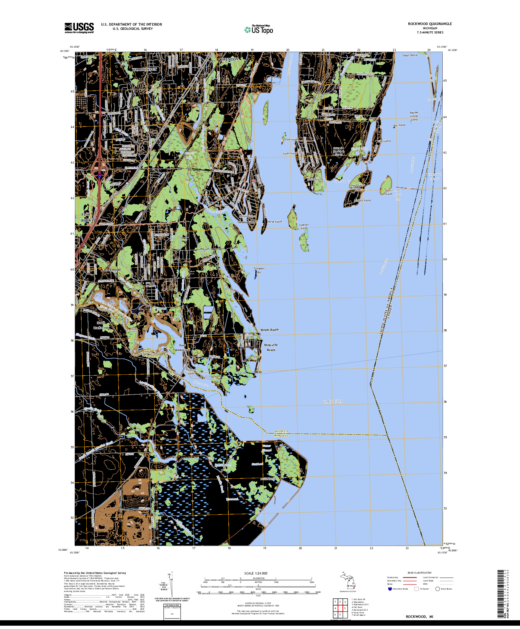 US TOPO 7.5-MINUTE MAP FOR ROCKWOOD, MI