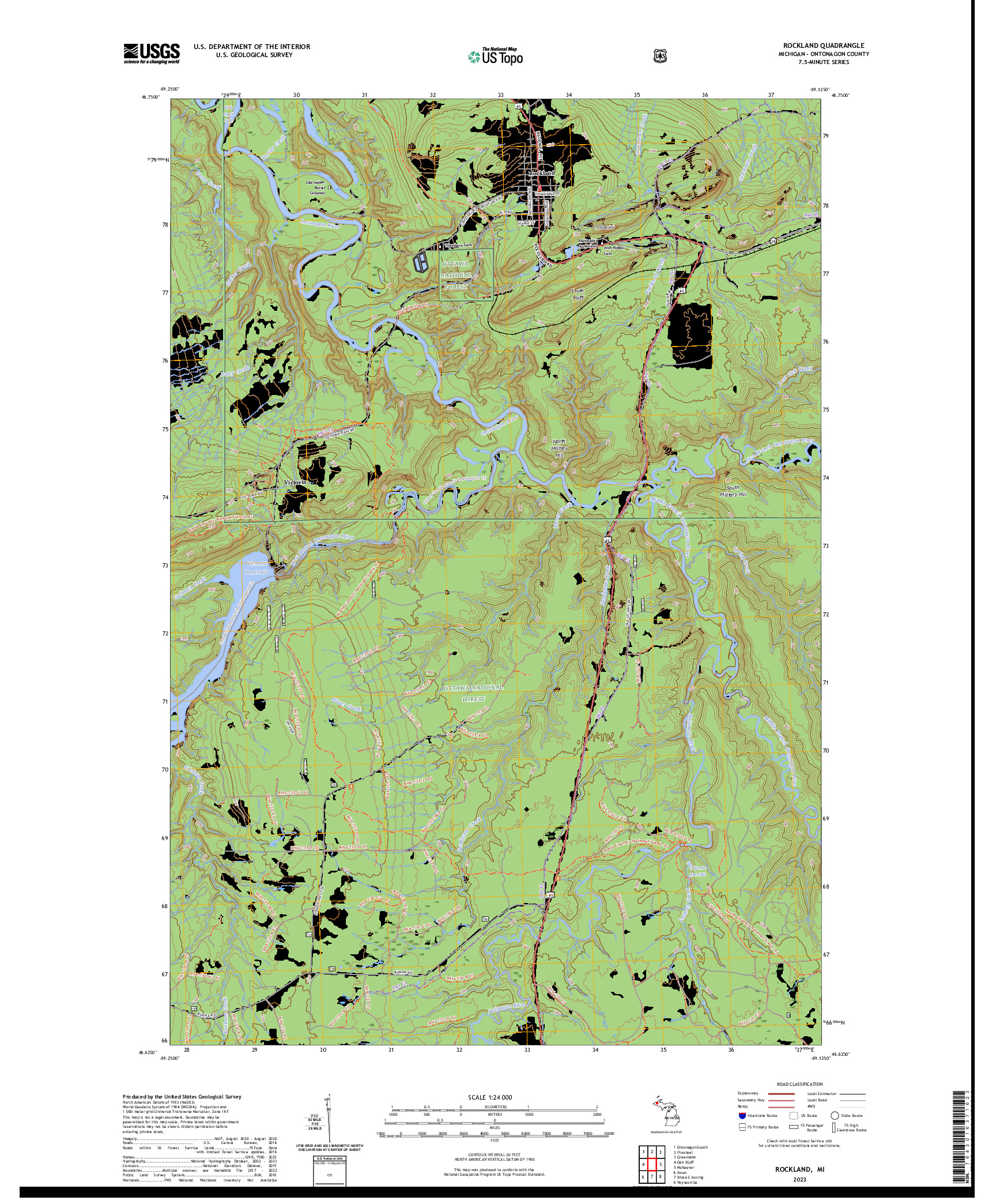 US TOPO 7.5-MINUTE MAP FOR ROCKLAND, MI