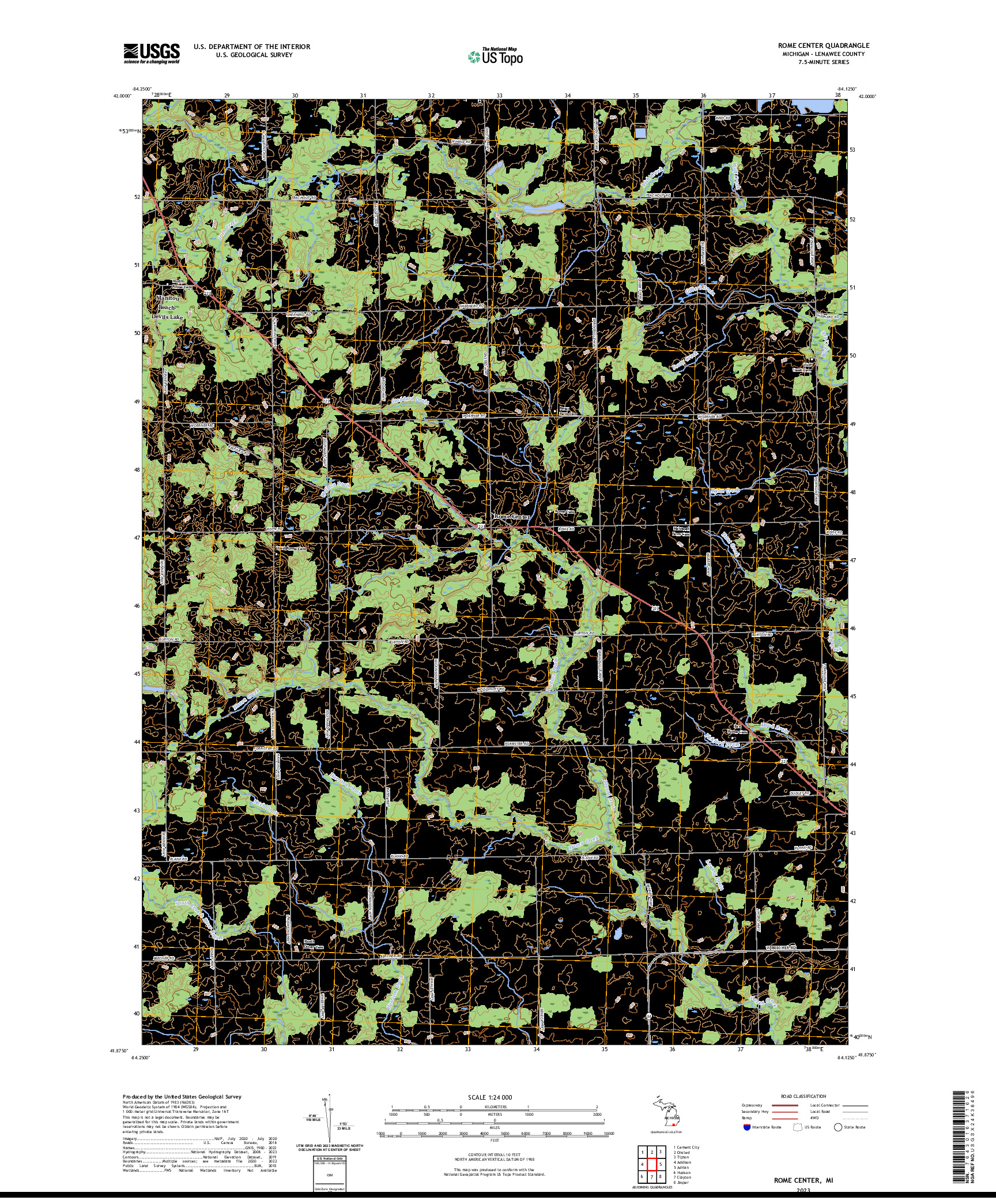 US TOPO 7.5-MINUTE MAP FOR ROME CENTER, MI