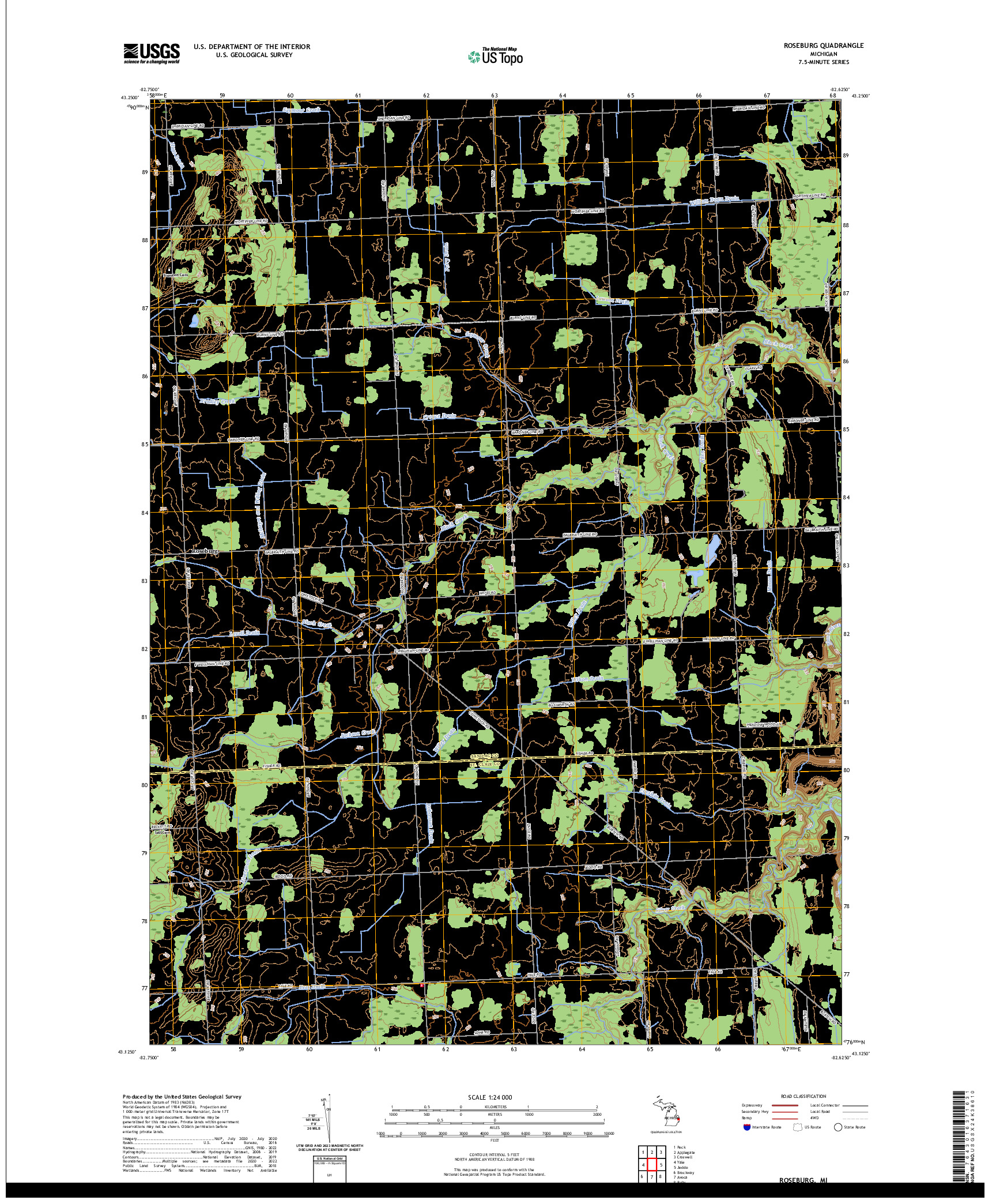 US TOPO 7.5-MINUTE MAP FOR ROSEBURG, MI