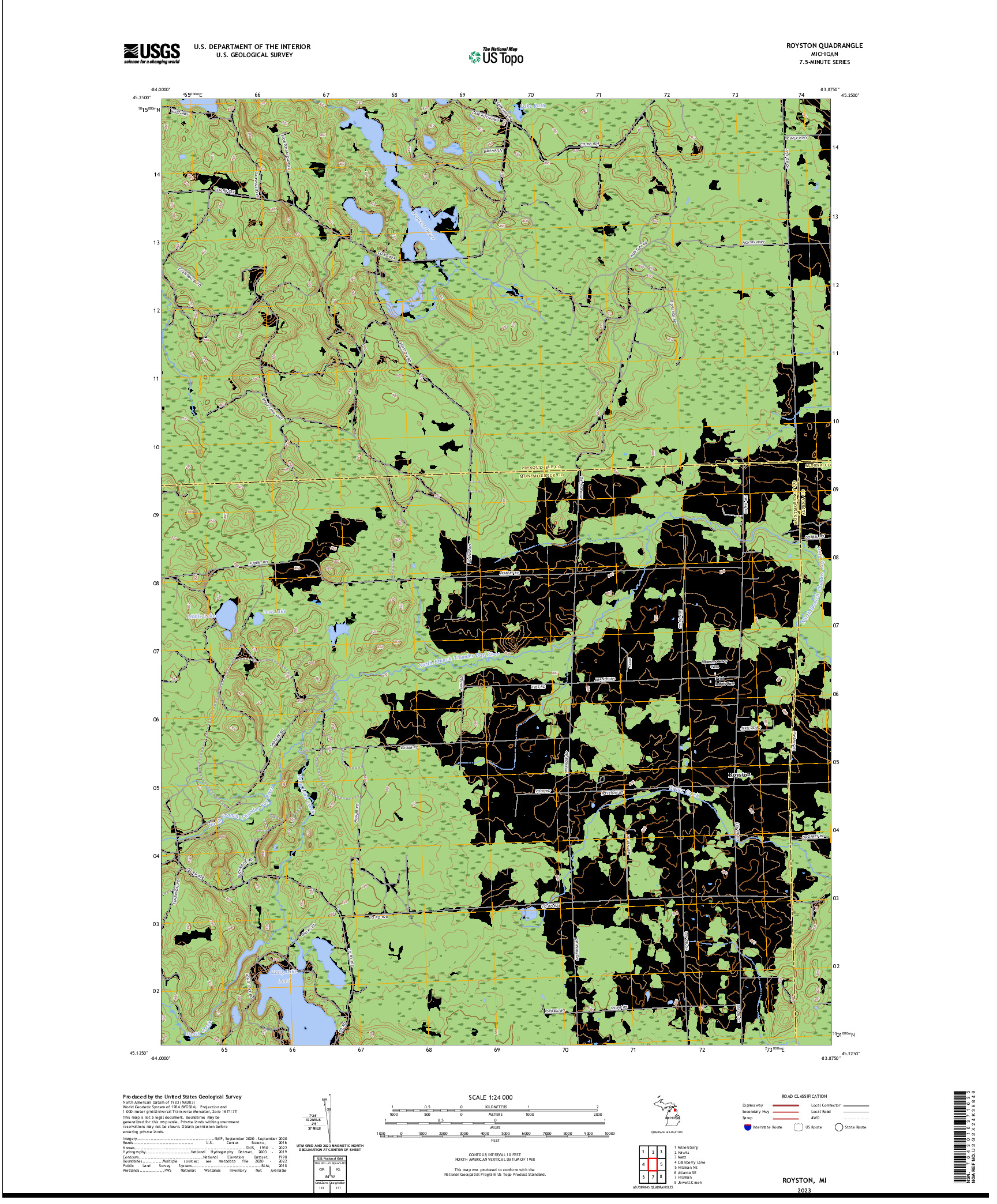 US TOPO 7.5-MINUTE MAP FOR ROYSTON, MI