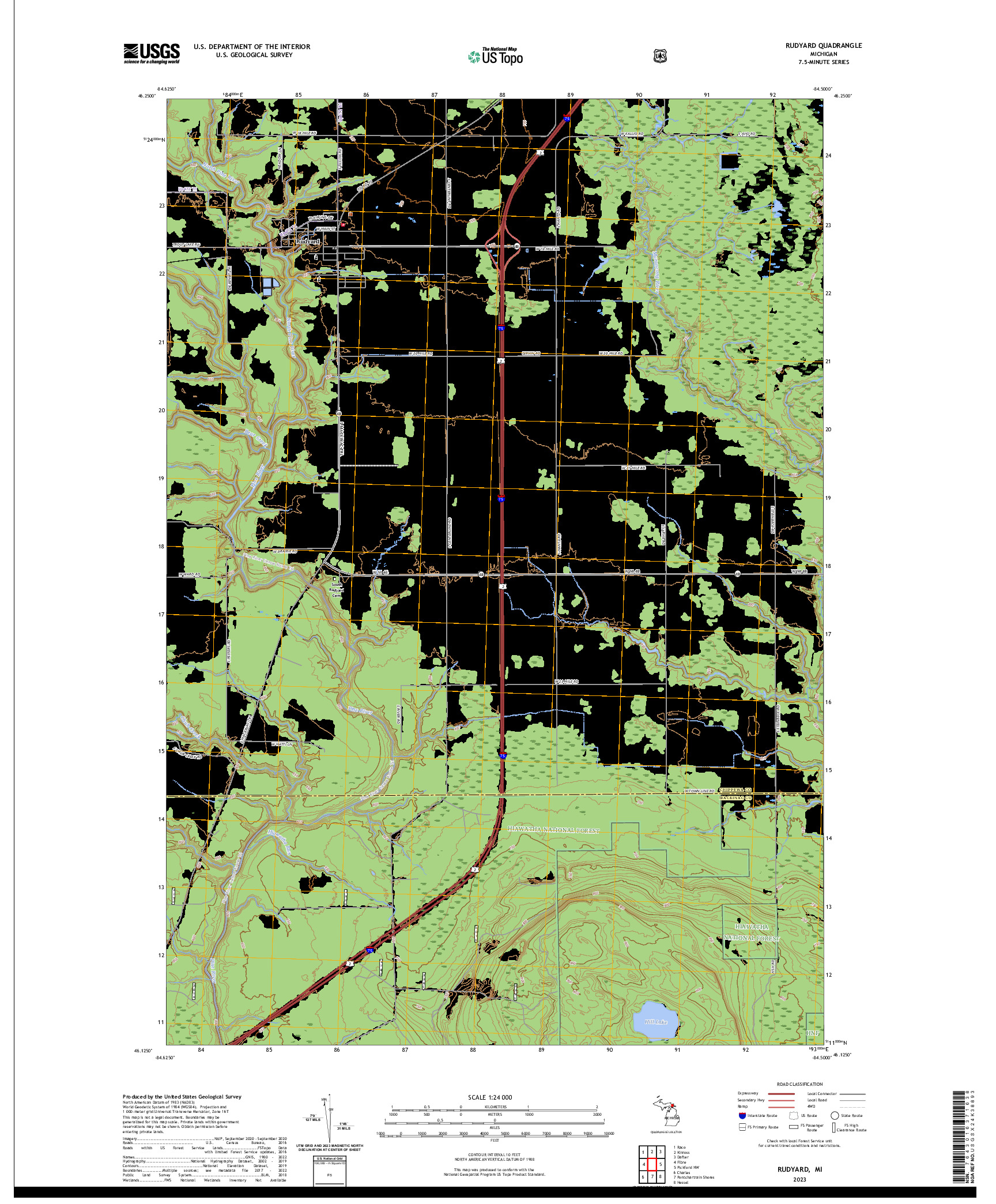 US TOPO 7.5-MINUTE MAP FOR RUDYARD, MI