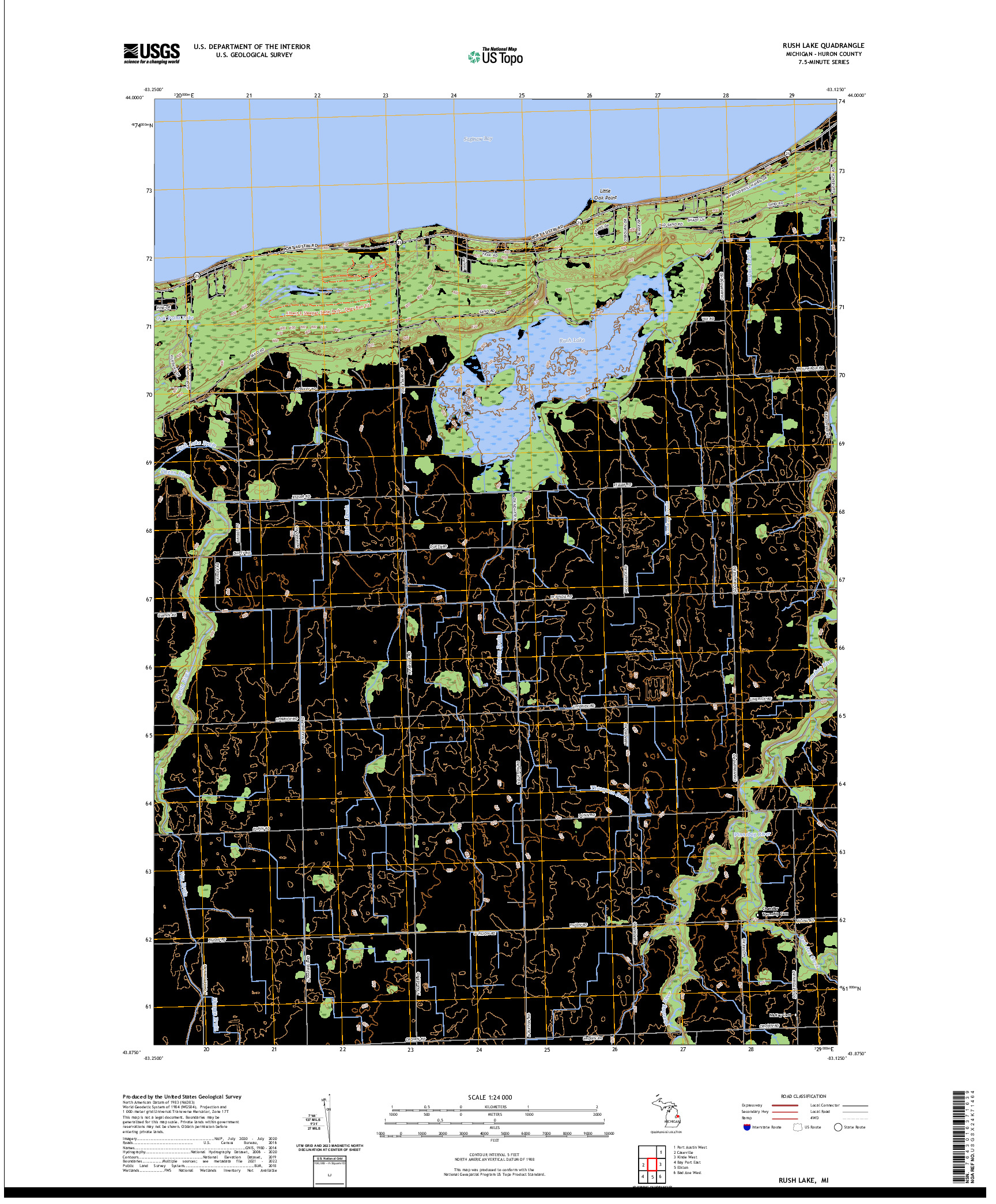 US TOPO 7.5-MINUTE MAP FOR RUSH LAKE, MI