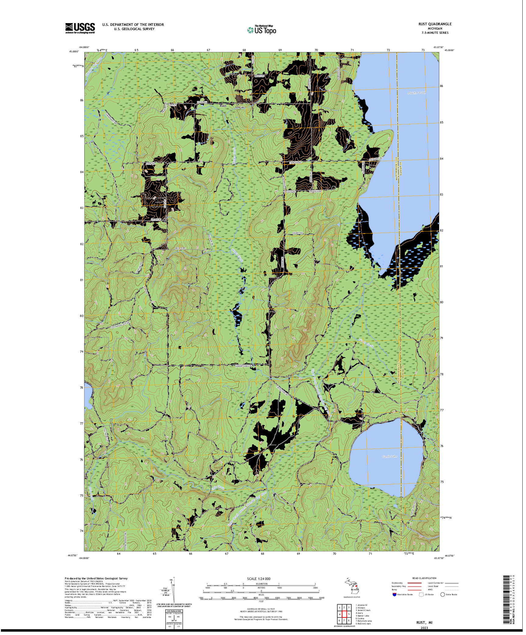 US TOPO 7.5-MINUTE MAP FOR RUST, MI