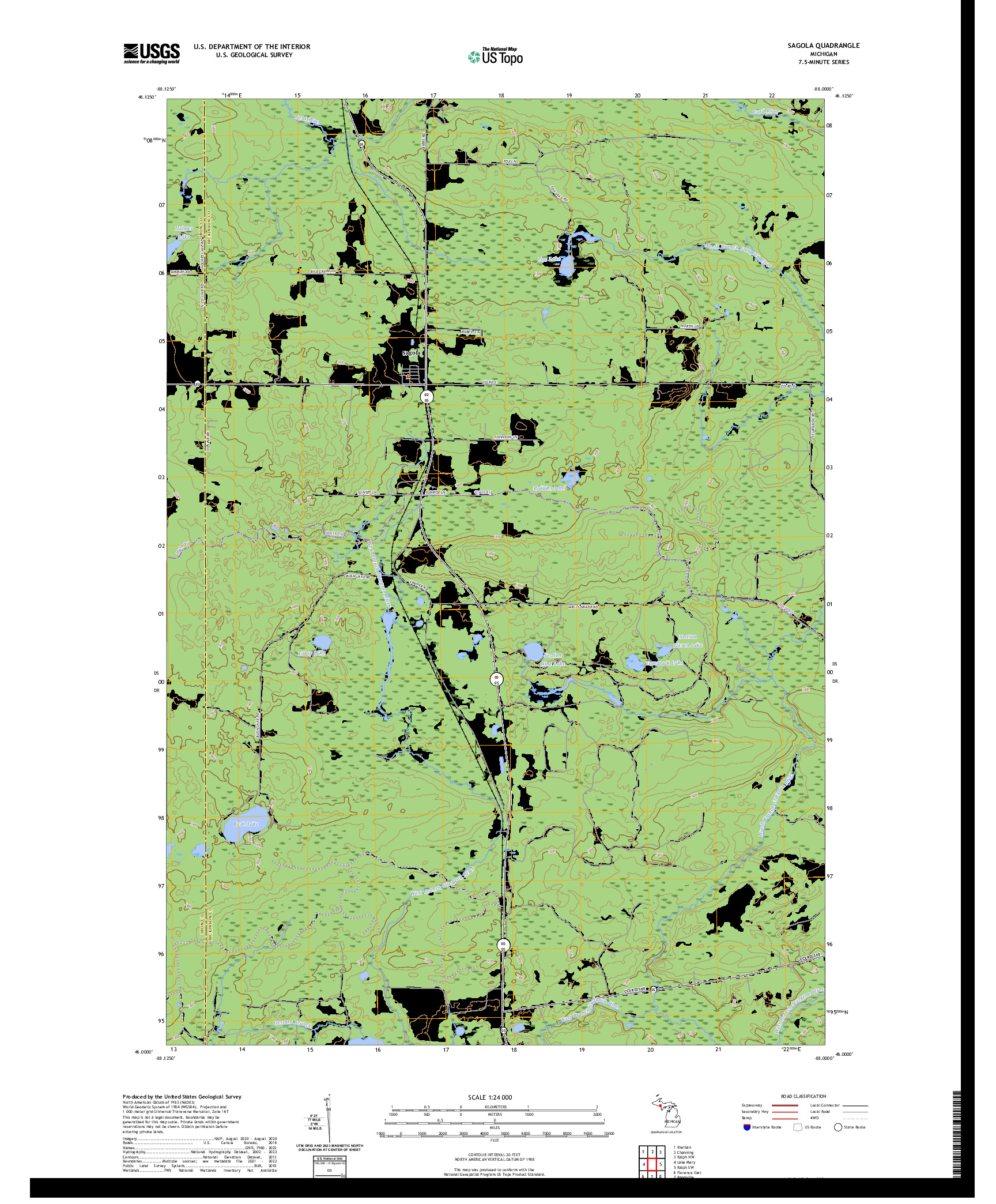 US TOPO 7.5-MINUTE MAP FOR SAGOLA, MI