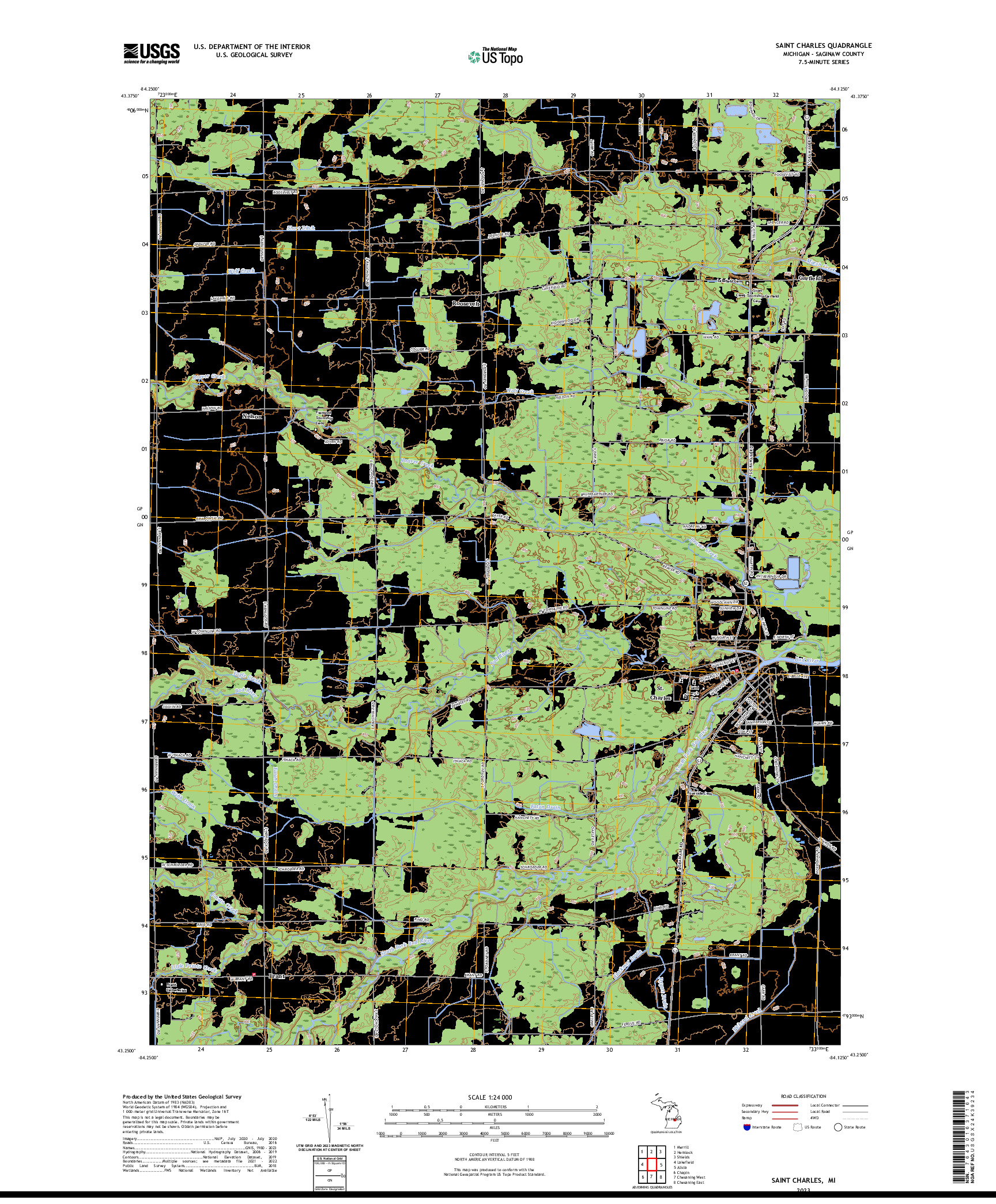 US TOPO 7.5-MINUTE MAP FOR SAINT CHARLES, MI