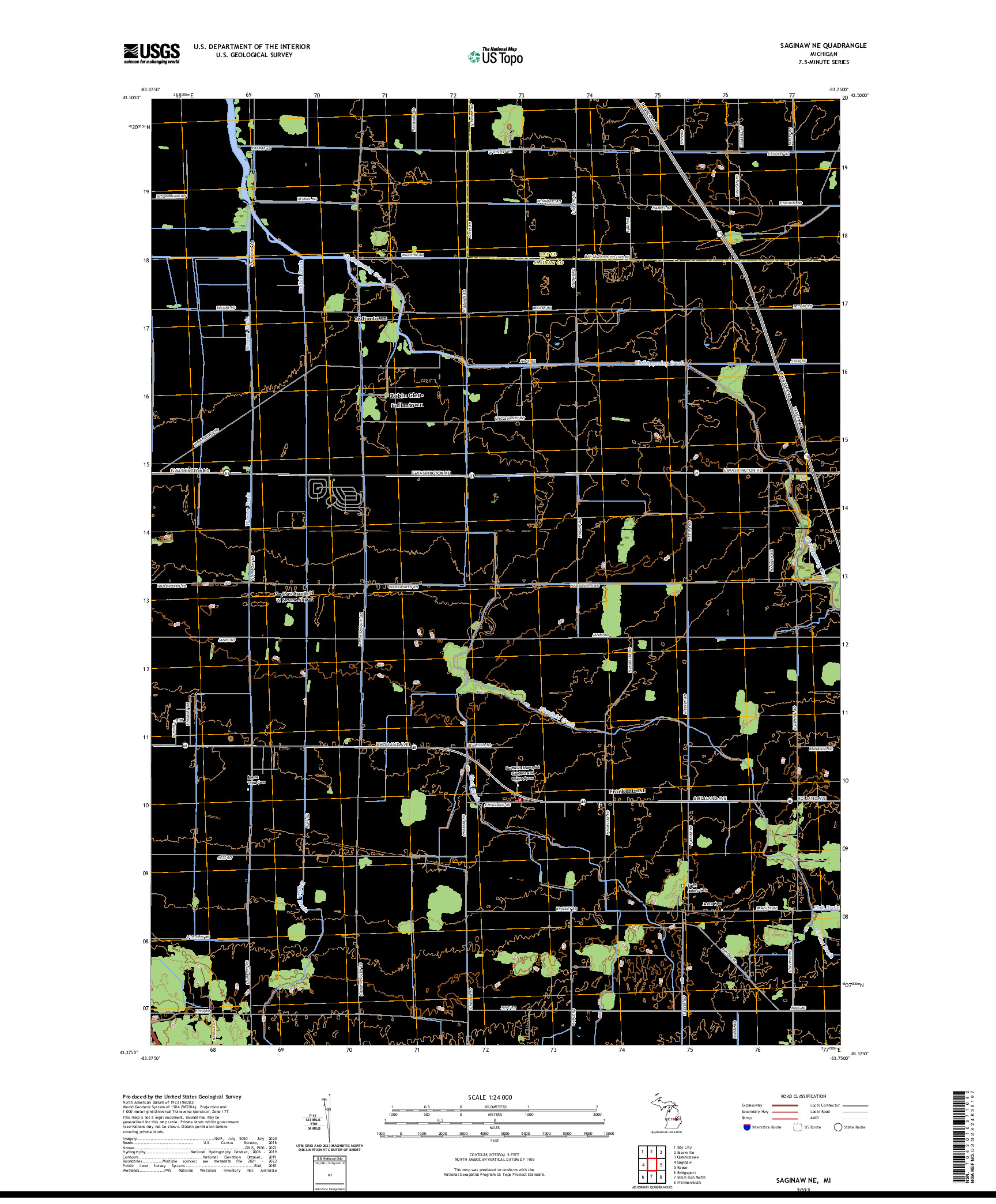 US TOPO 7.5-MINUTE MAP FOR SAGINAW NE, MI