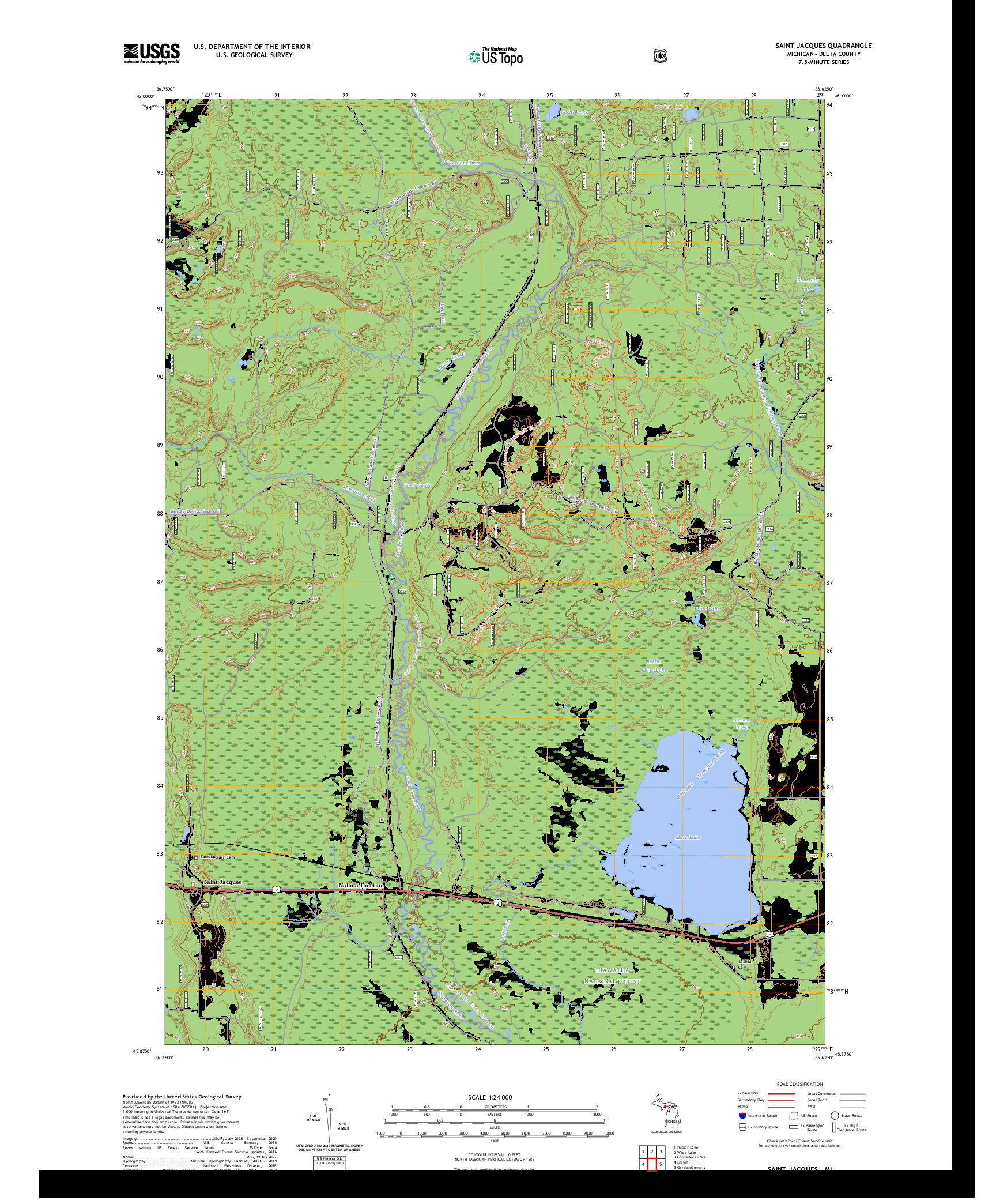 US TOPO 7.5-MINUTE MAP FOR SAINT JACQUES, MI