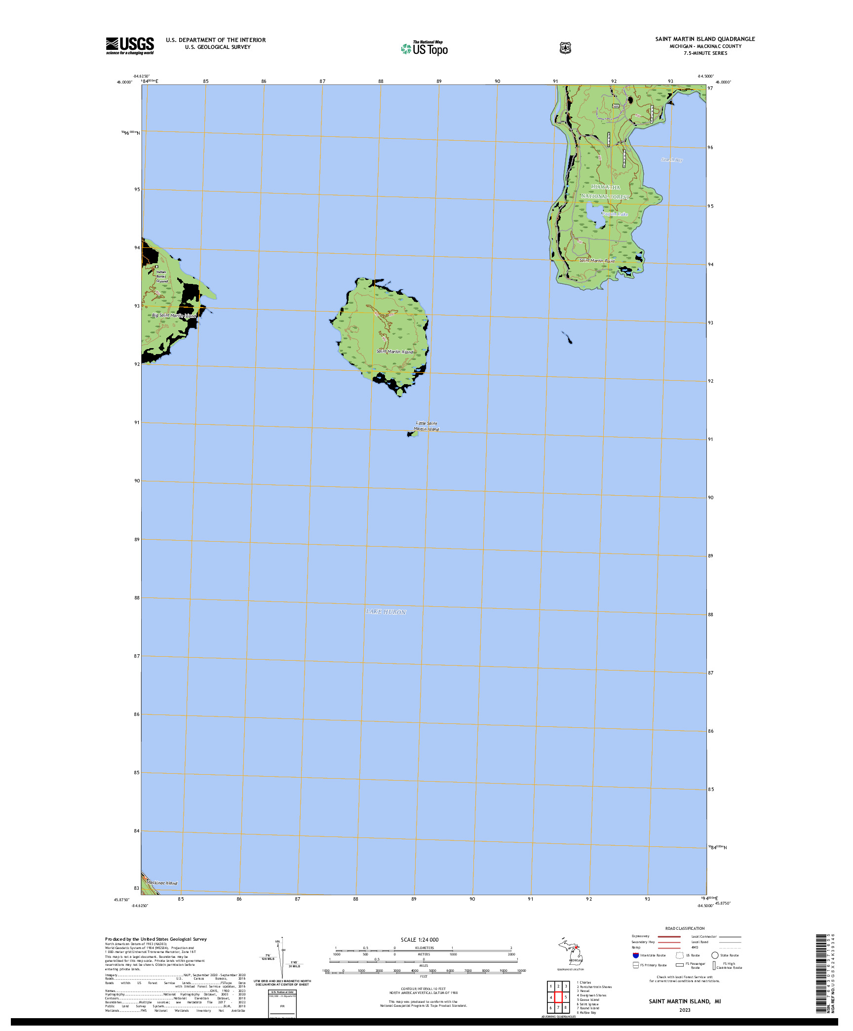 US TOPO 7.5-MINUTE MAP FOR SAINT MARTIN ISLAND, MI